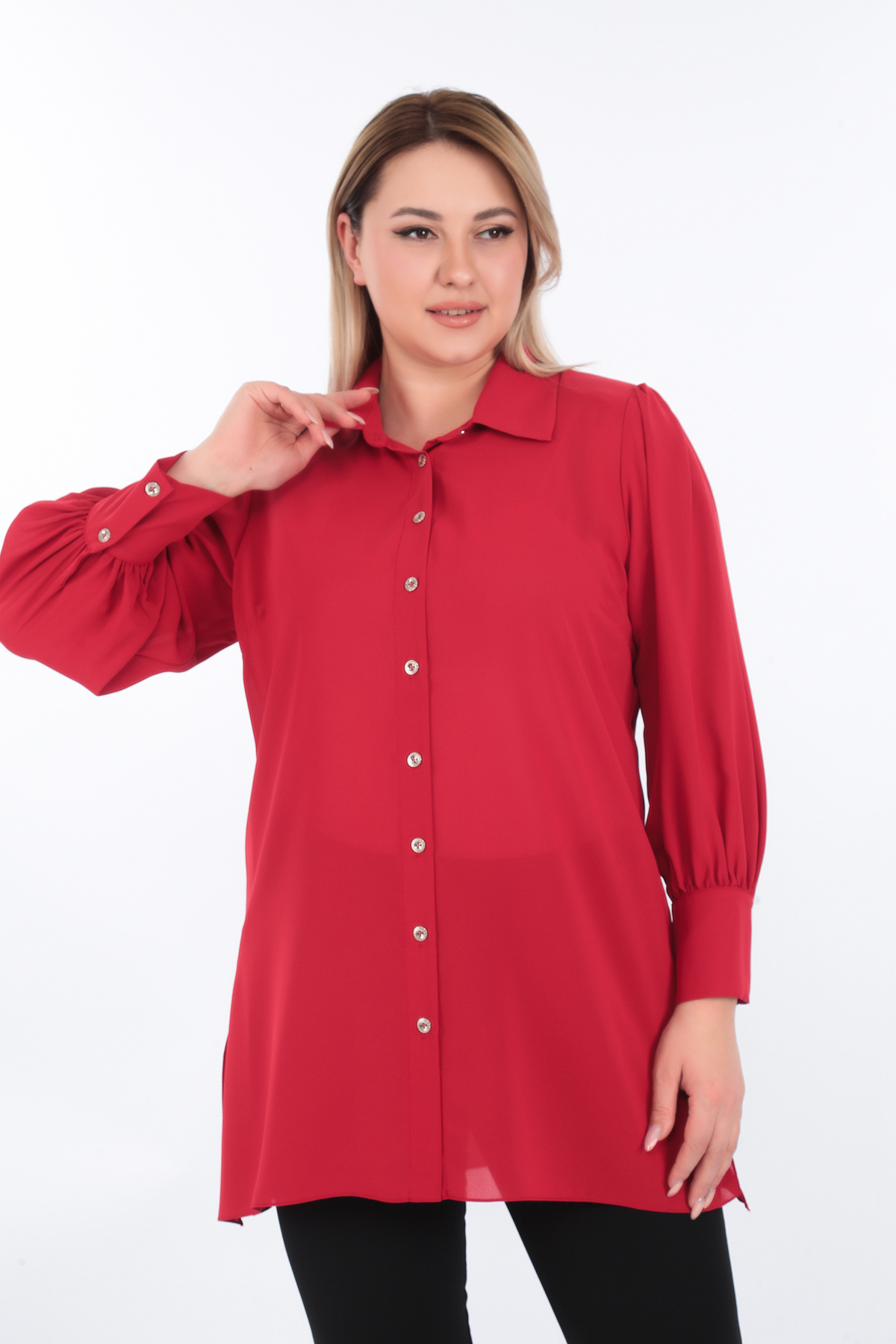 KİFAYET-22553 Polo Neck Long Sleeve Long Tina Shirt (R) (C102) 1