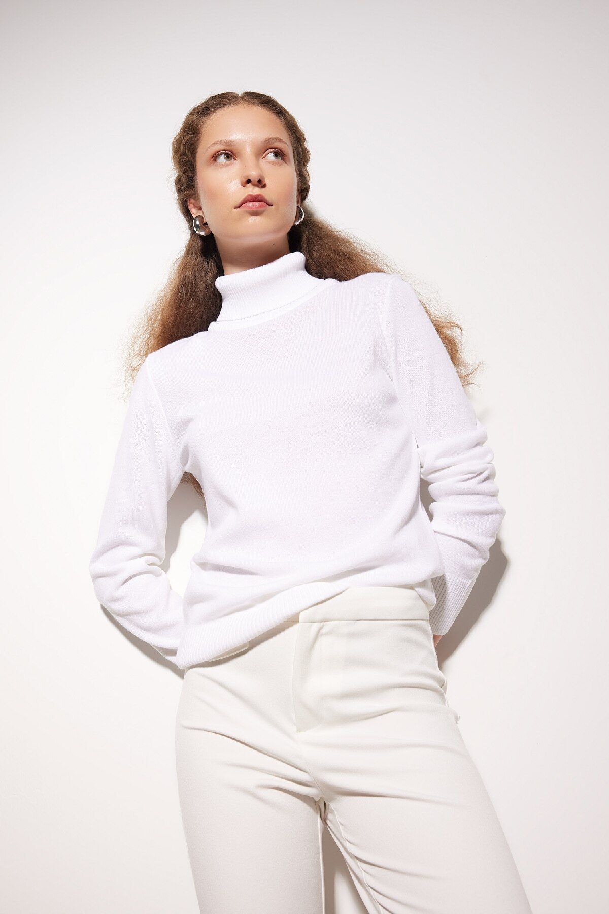 DeFacto-Regular Fit Soft Textured Turtleneck Basic Plain Knitwear Sweater H1651Az24Wn 3