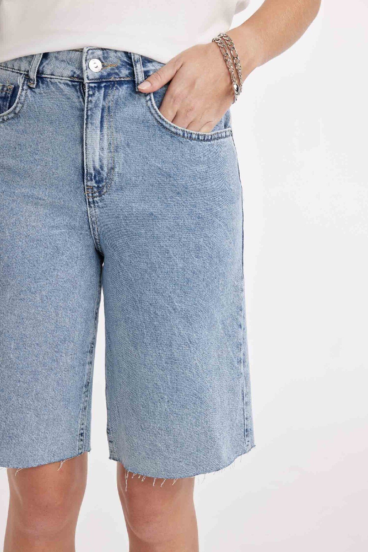 DeFacto-Bermudy jeansowe z wysokim stanem – C2461ax24hs 5