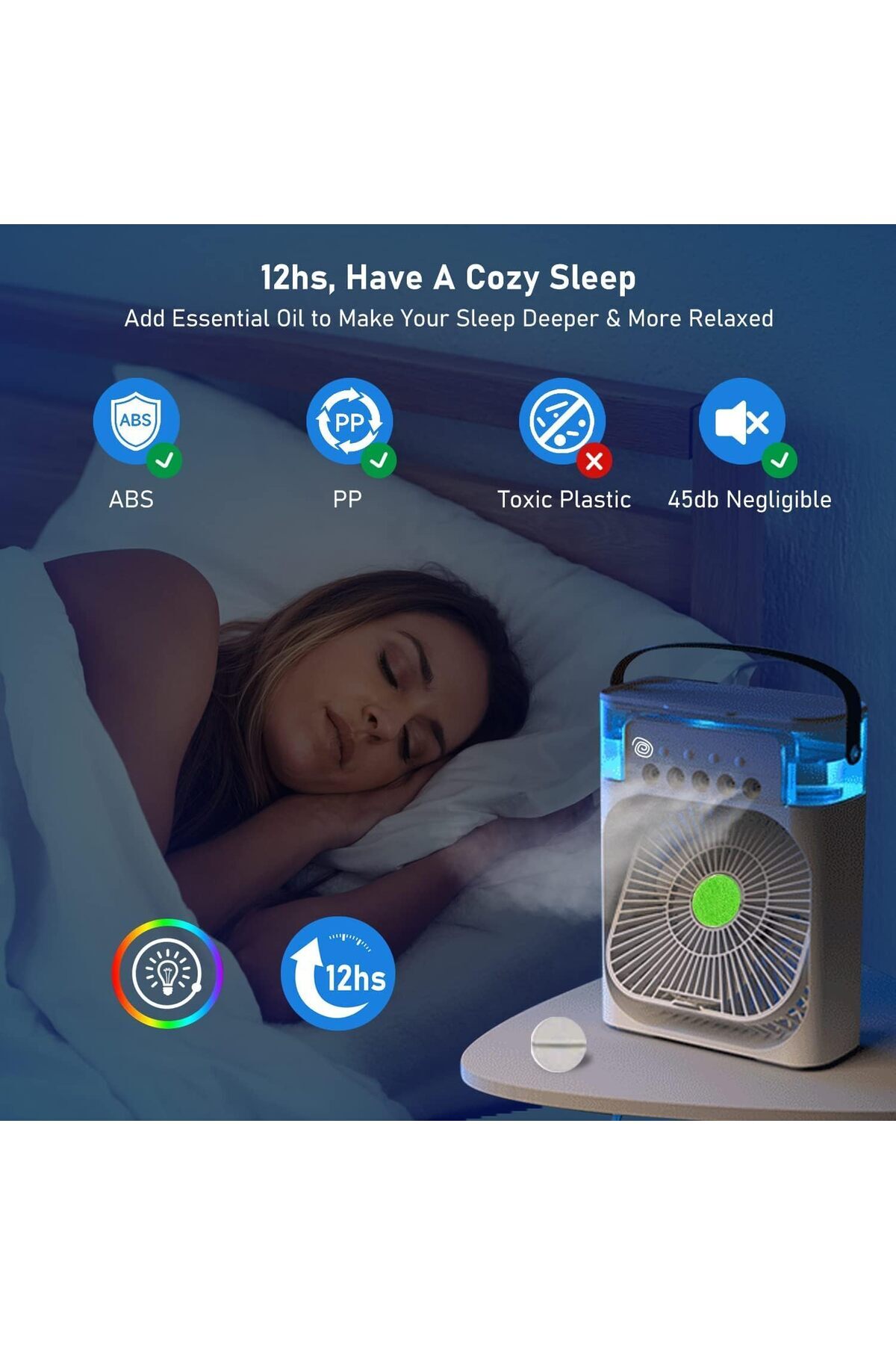 COOYA-Portable Air Conditioners,Mini Evaporative Cooler,700ml Cooler 3 Speeds,USB Personal Conditioner 5