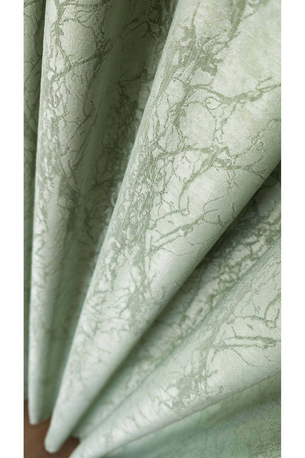 Yuka-Luxury Satin Textured Marble Pattern Panel Background Curtain 1/3 Dense Pleated Single Wing 5