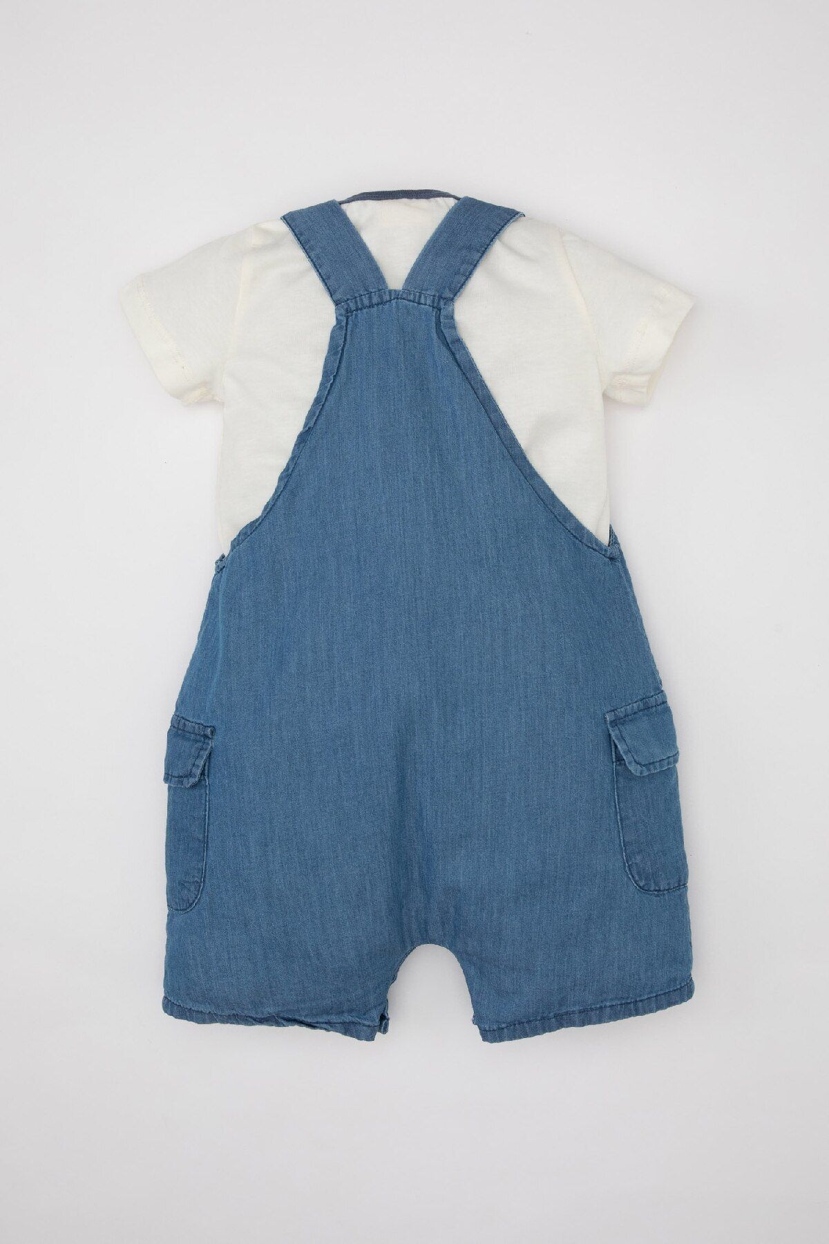 DeFacto-2-teiliges Set mit Dinosaurier-Aufdruck für Babys – Popeline-Kurzarm-T-Shirt und Salopet C2805a524sm 5