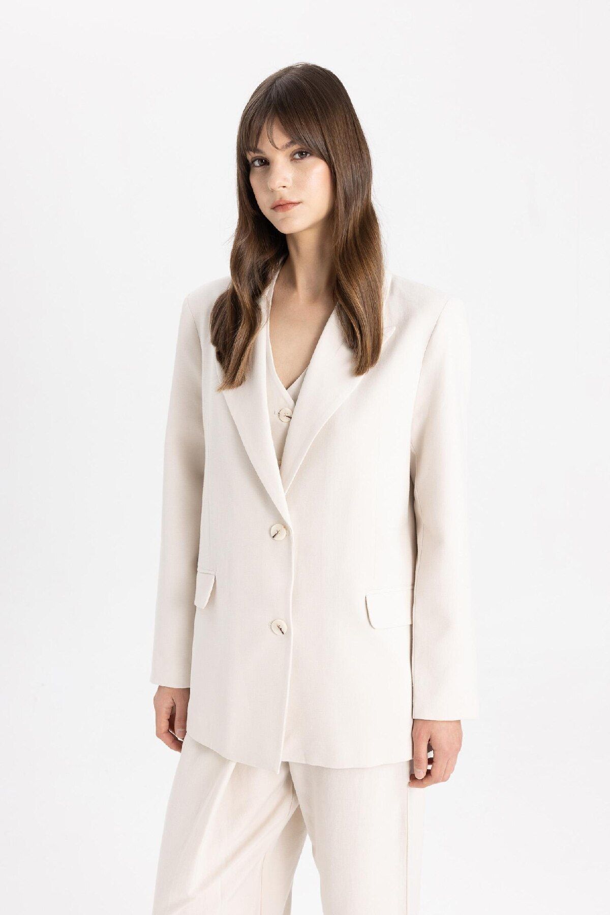 DeFacto-Blazerjacke mit Relax-Fit-Kragen aus Leinenmischung C4342AX24SP 4