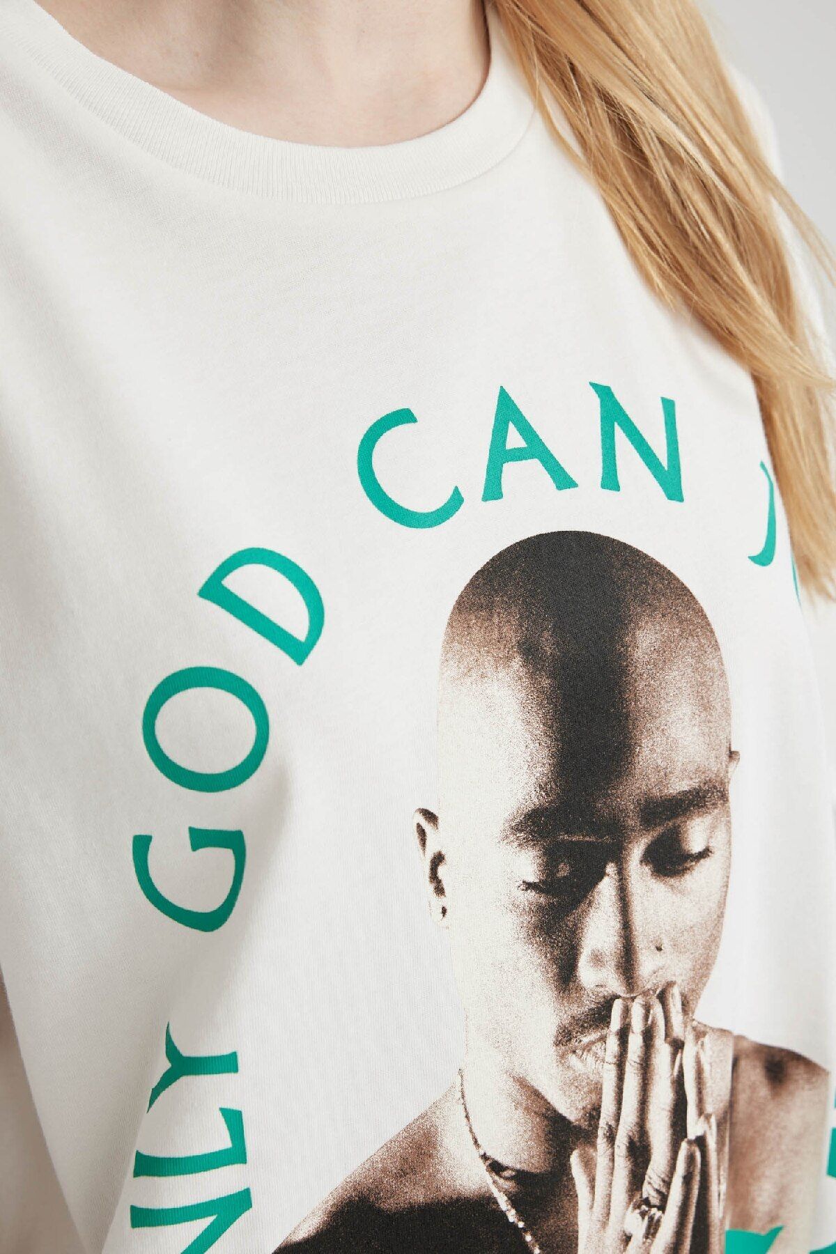 DeFacto-Μπλουζάκι Tupac Shakur Oversize - Crew Neck, κοντό μανίκι, C3802ax24sm 4