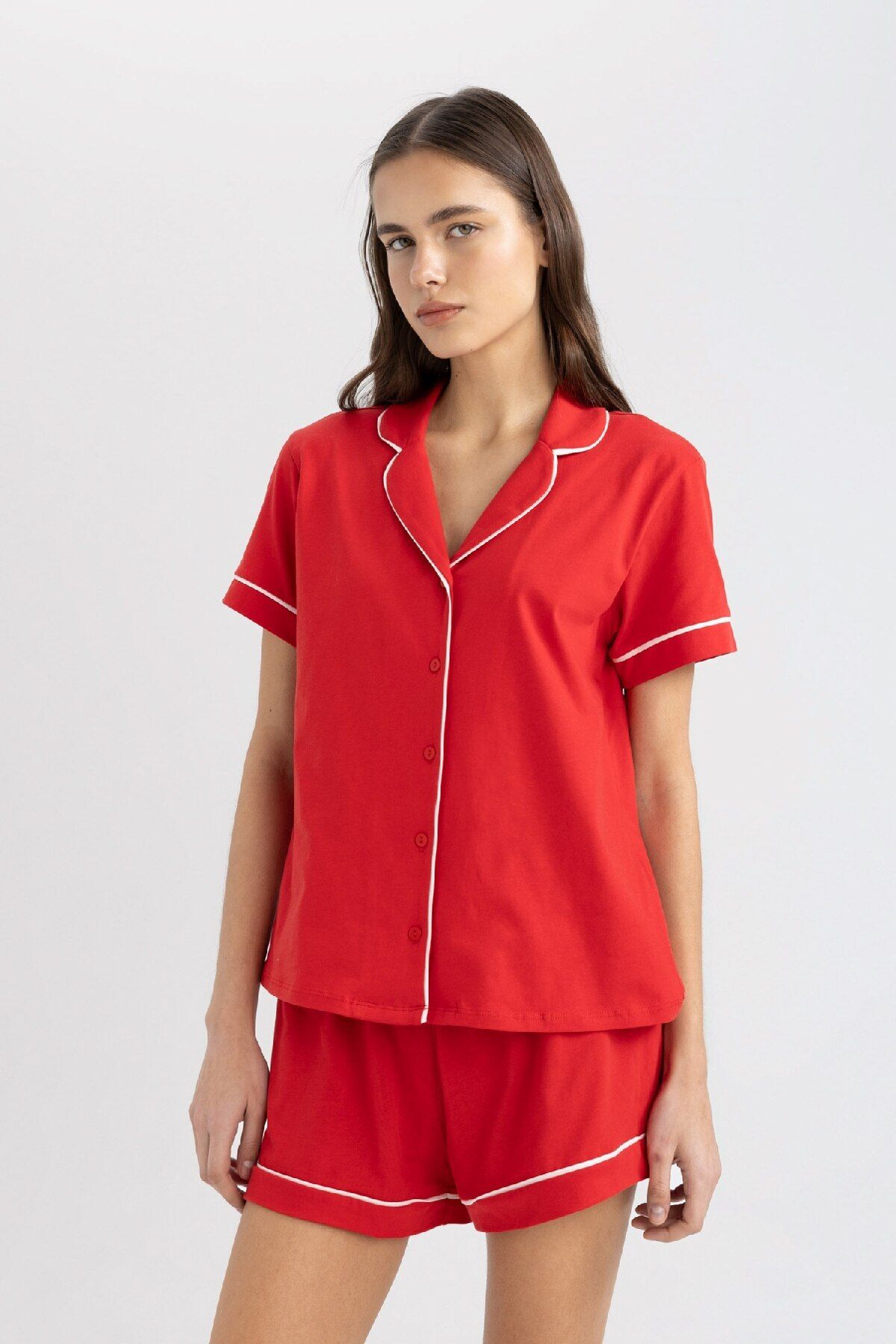 Pijama Takım Regular Fit Kısa Kollu Üst Şort-fall In Love B8679ax24sm - 5