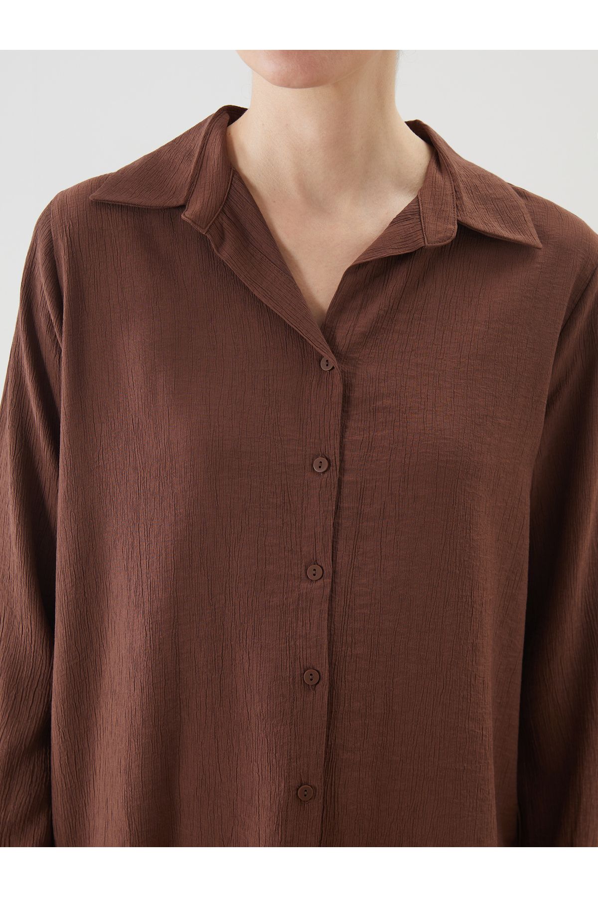 LC Waikiki-Textured Crinkle Women's Shirt 3