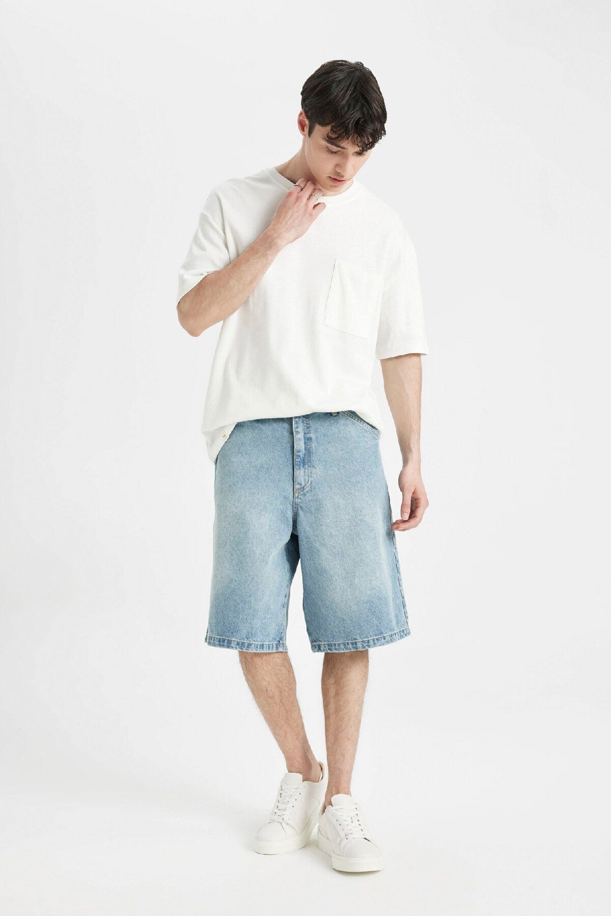 DeFacto-Φαρδύ βερμούδα Jean Shorts - C2048ax24sm 3