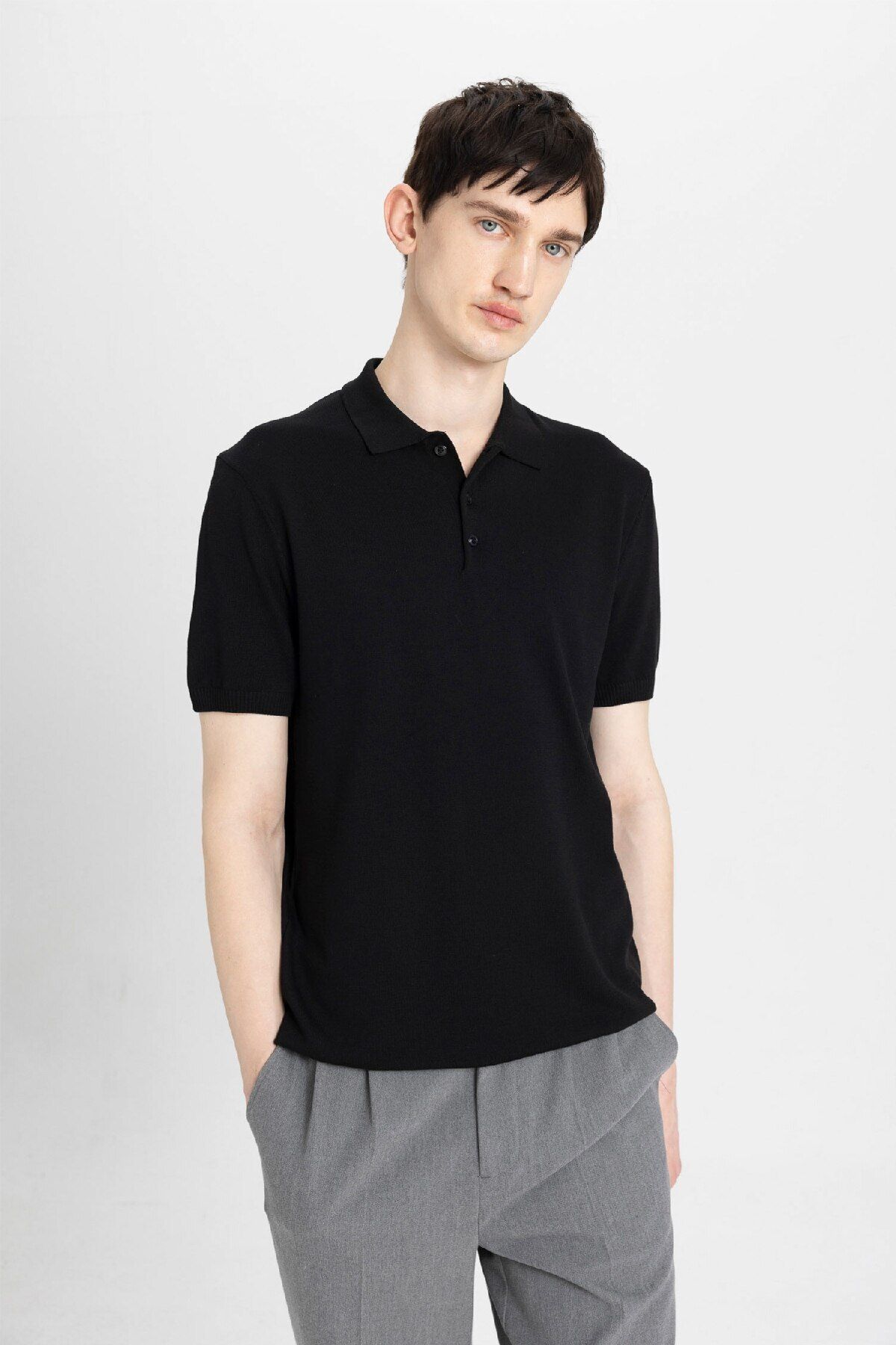 DeFacto-Slim Fit Kurzarm-Strick-Polo-T-Shirt Y5369az24sm 4