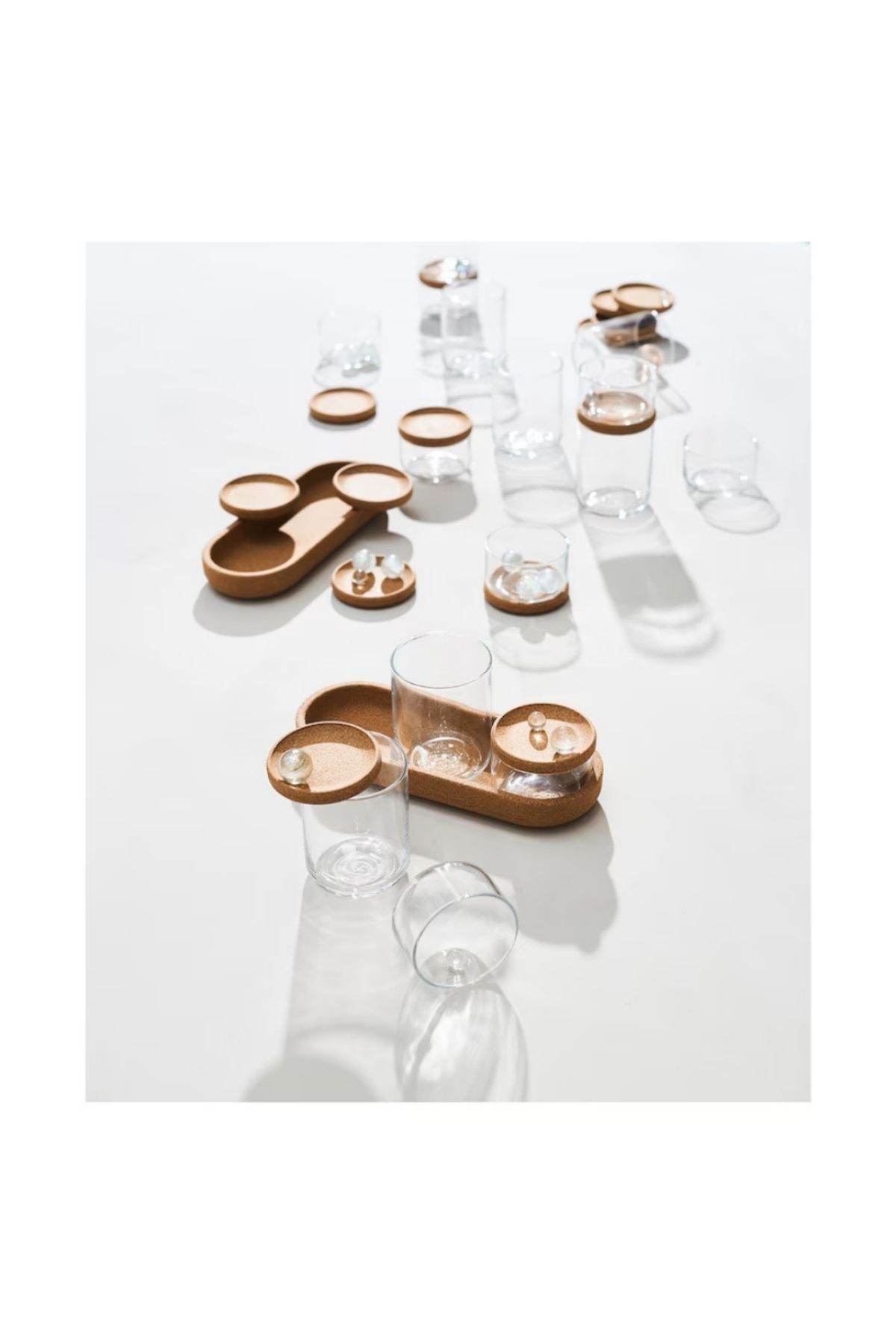 IKEA-SAXBORGA Jar with Lid and Tray, Set of 5 – Glass & Cork – 26x10x3 cm | IKEA 3