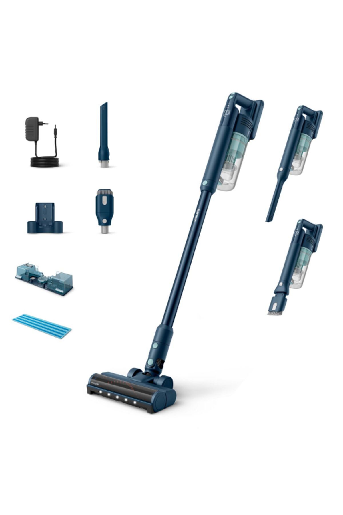 Philips-Cordless Vacuum - up to 60 Mins Runtime, Led Nozzle, Aqua Module, Sage - Xc5041/61 1