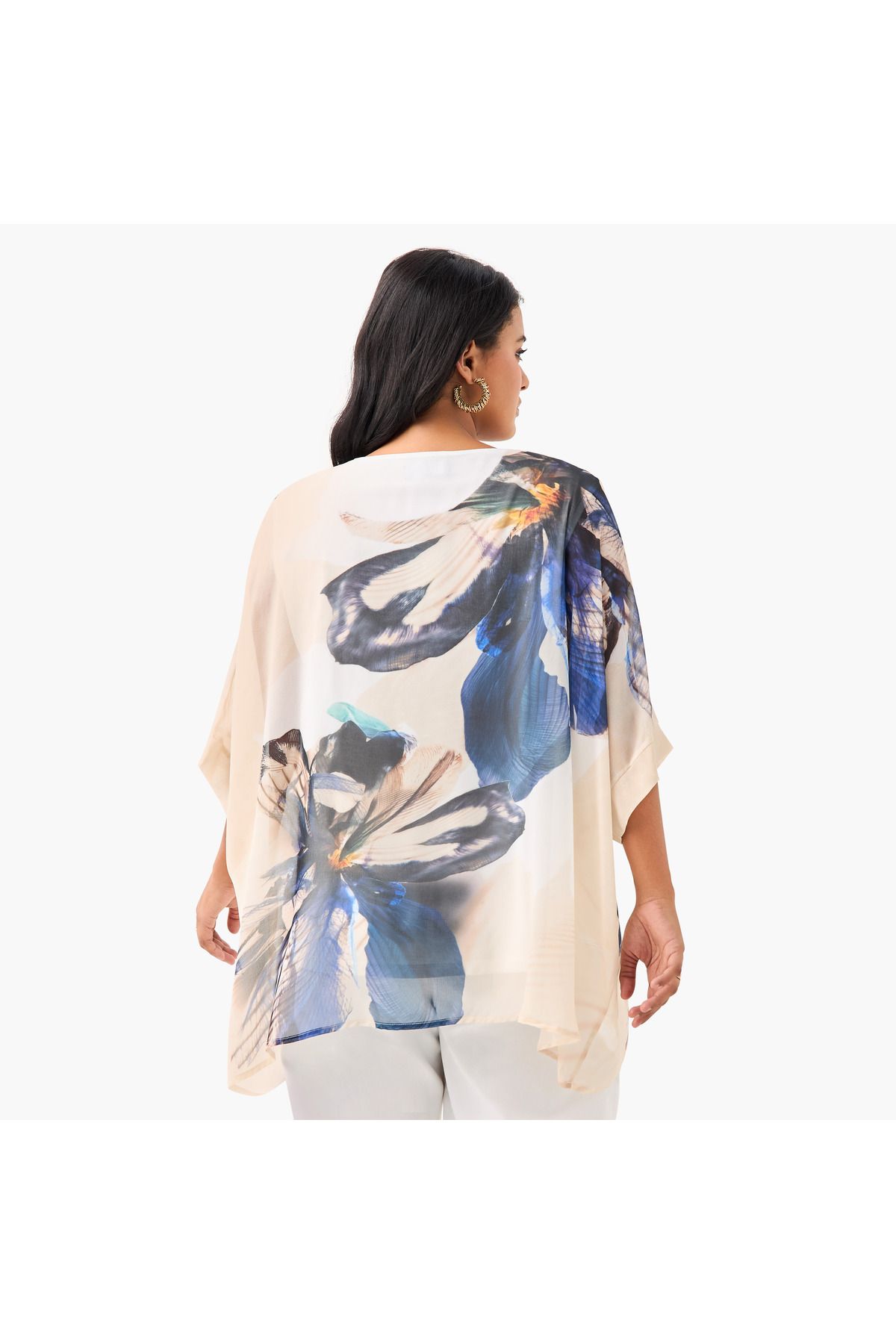 Ulla Popken-Plus Size Ulla Popken Floral Print Top with Extended Sleeves 3