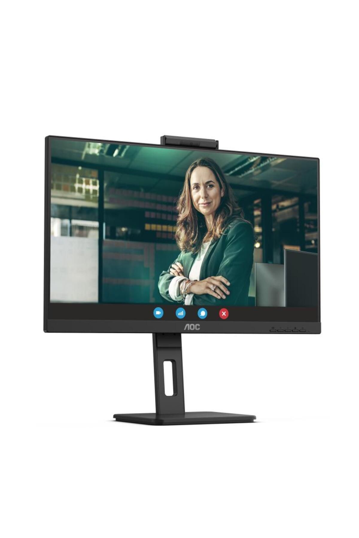 Aoc-Monitor LED IPS AOC 23.8inch, Full HD, Display Port, 75Hz, webcam, USB-C, Negru 8