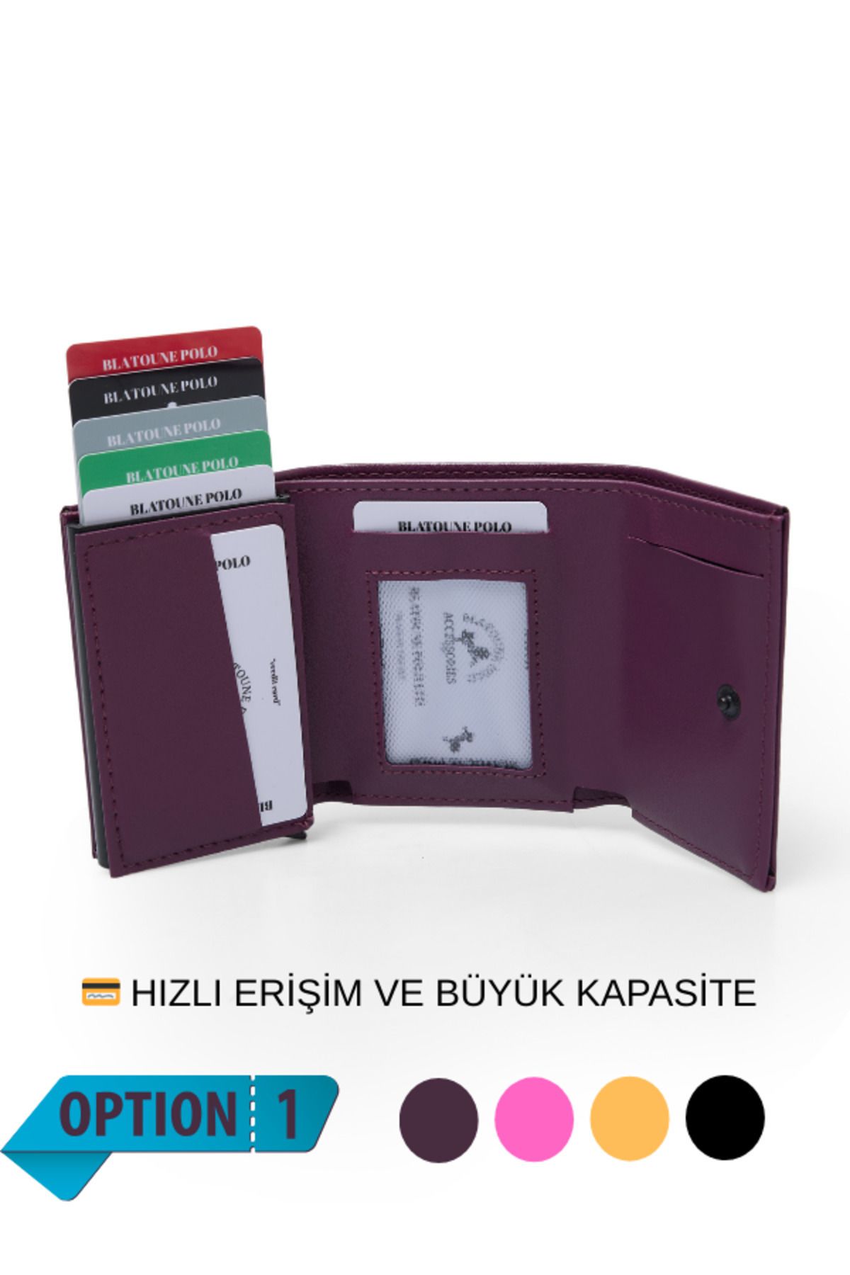 کیف پول زنانه RFID PROTECTION مکانیسم اتوماتیک بنفش سرقت محافظت شده در مقایسه با نگهدارنده کارت Blatoune Polo