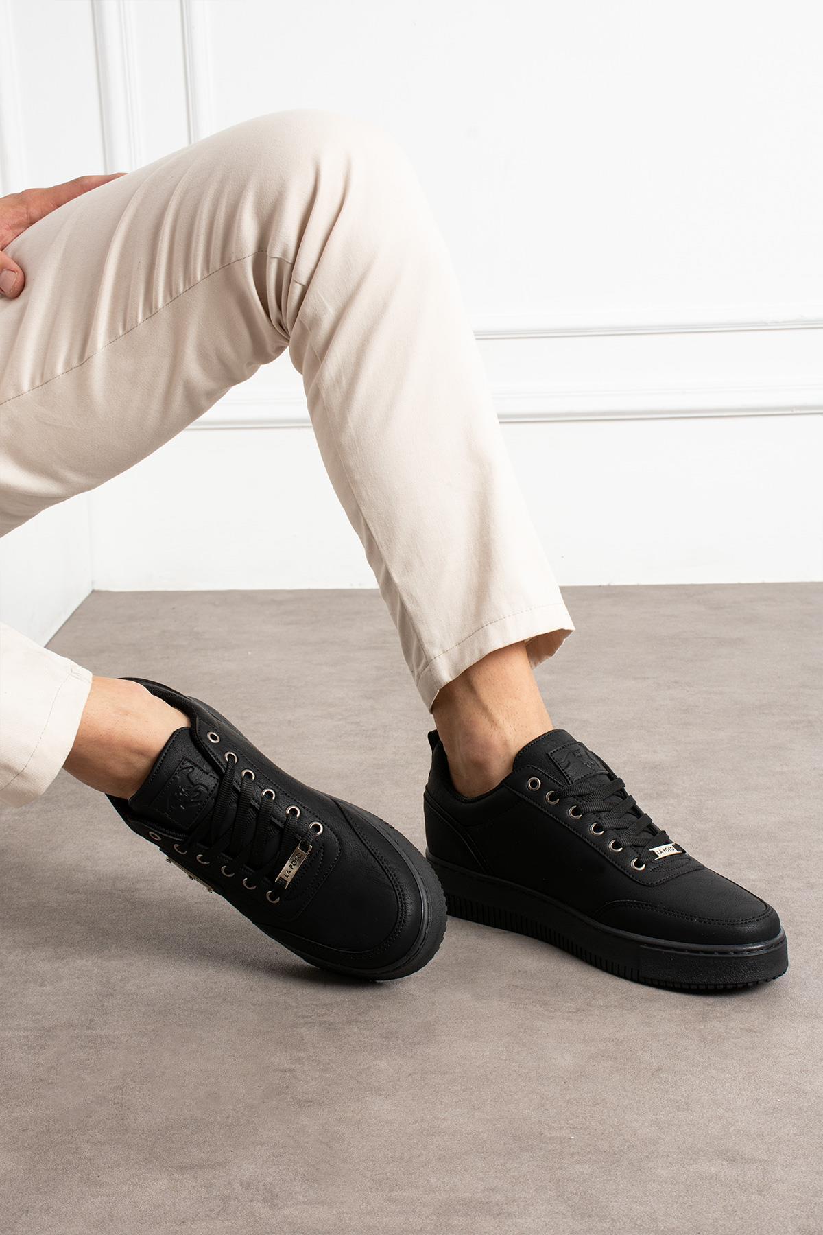 L.A Polo  Kalın Taban Siyah Erkek Snekaer - Görsel 3