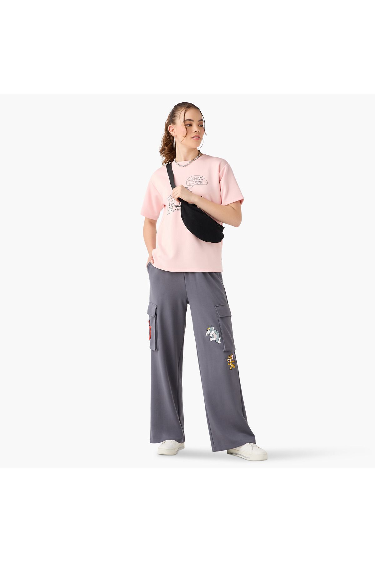 SP Characters-Tom and Jerry Print Cargo Jog Pants with Drawstring Closure 2
