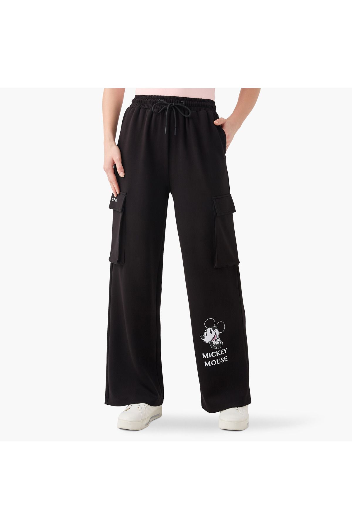 SP Characters-Mickey Mouse Print Cargo Jog Pants with Drawstring Closure 1