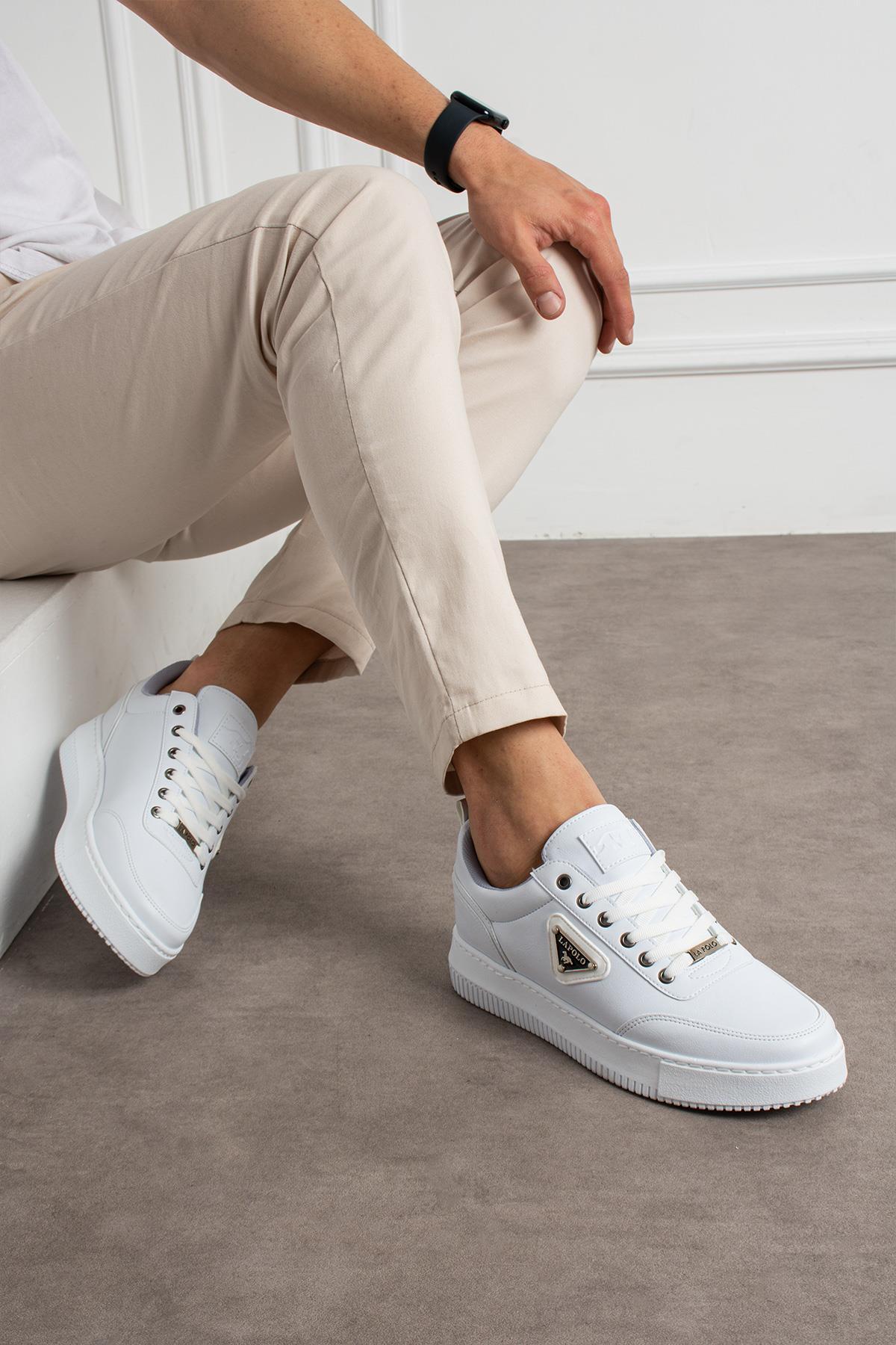 L.A Polo  Kalın Taban Beyaz Erkek Snekaer - Görsel 3