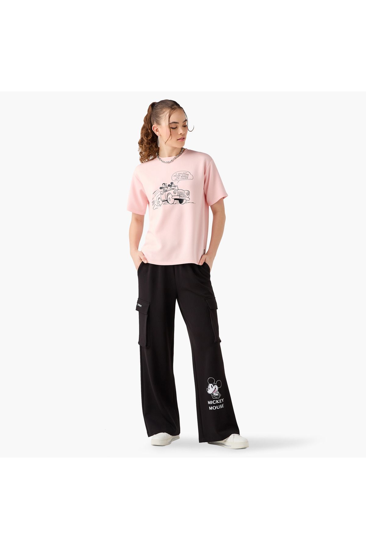 SP Characters-Mickey Mouse Print Cargo Jog Pants with Drawstring Closure 2
