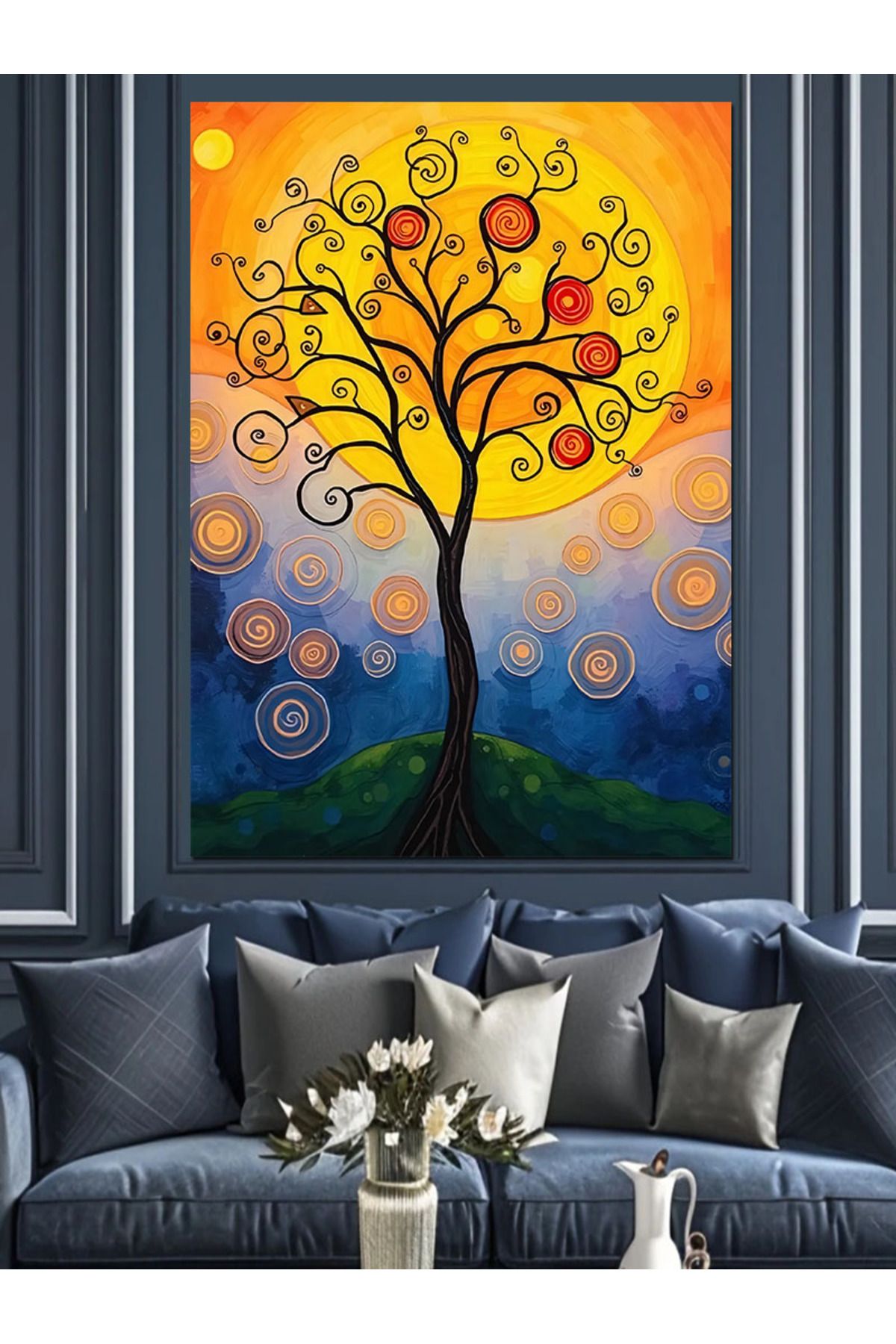 Tablomega-Circle of Life Tree Decorative Canvas - Mdf Wooden Table 5
