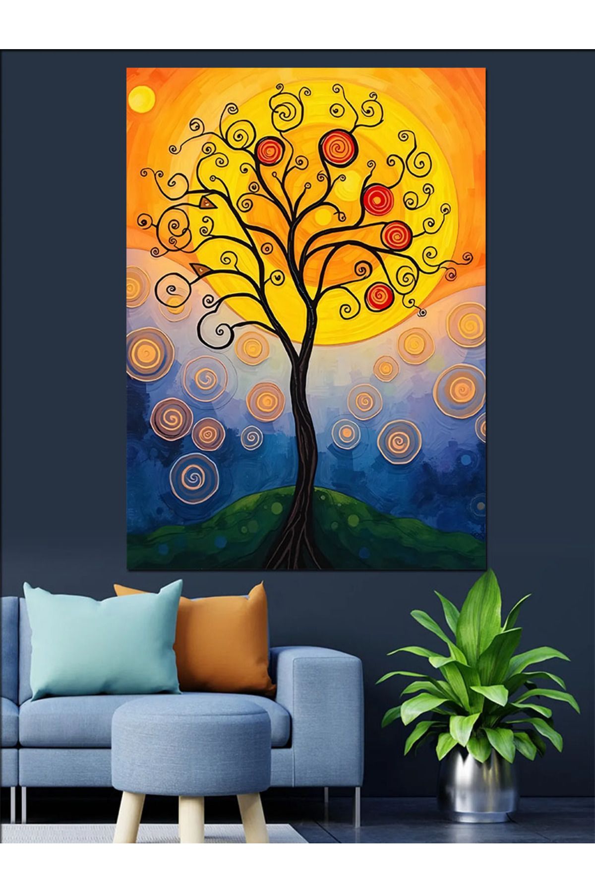Tablomega-Circle of Life Tree Decorative Canvas - Mdf Wooden Table 3