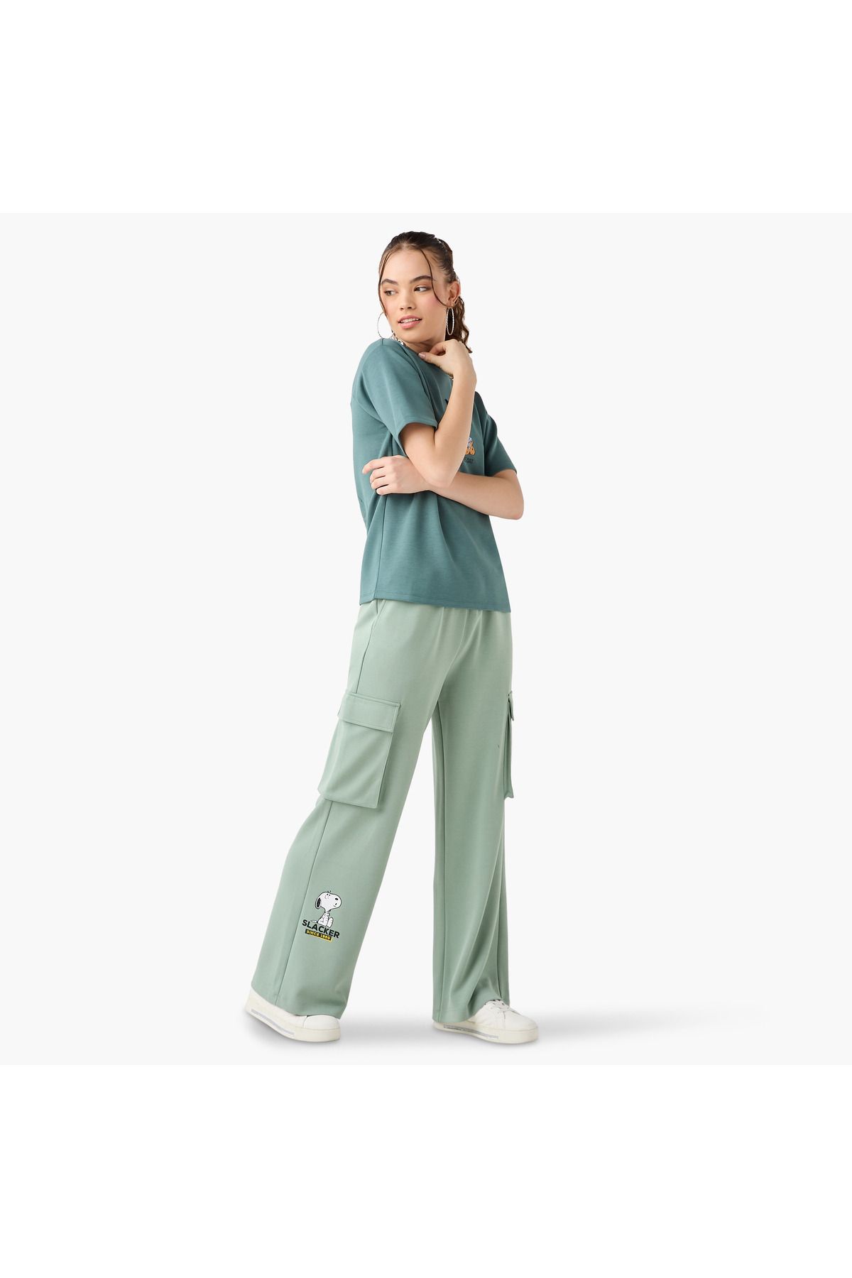SP Characters-Snoopy Print Cargo Jog Pants with Drawstring Closure 2