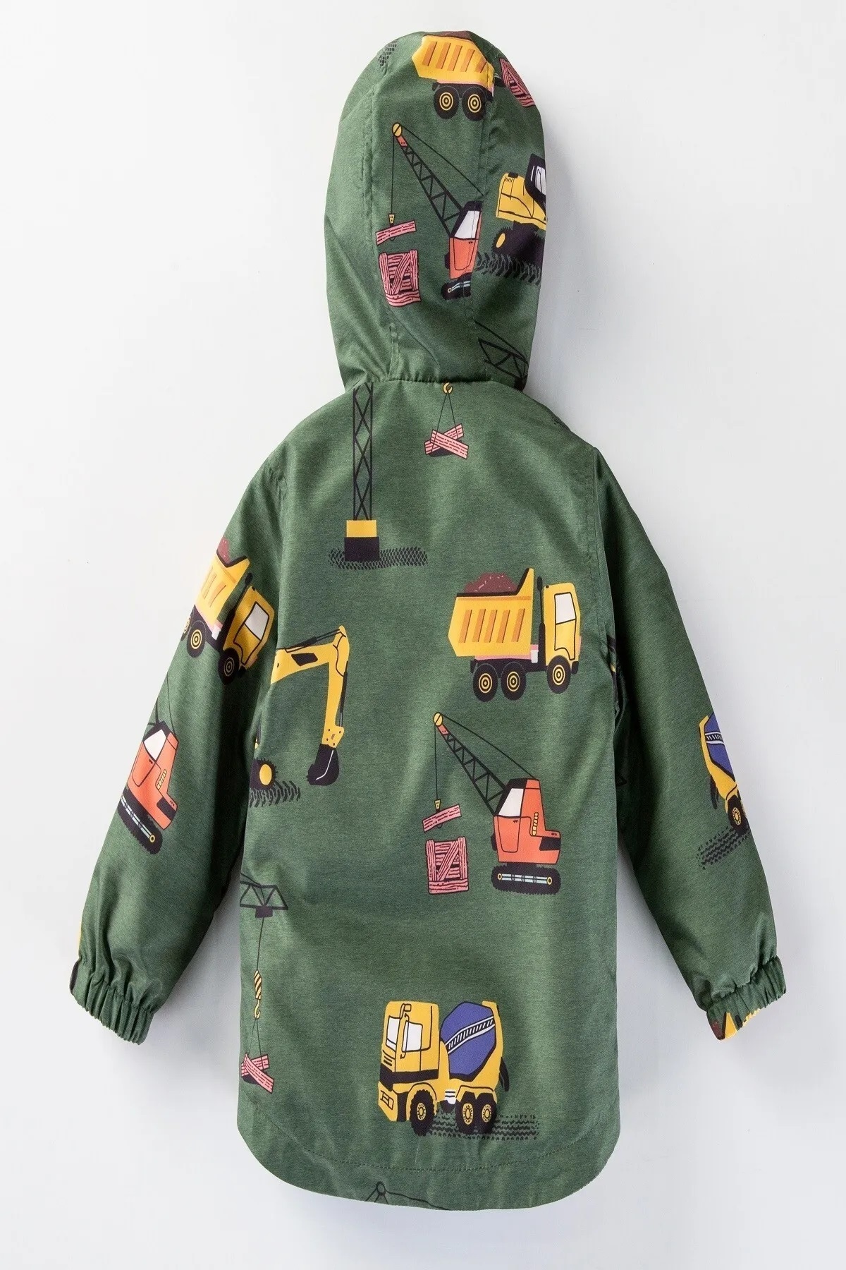 DeKuBaby Yeni Sezon İnşaat Makinaları Desenli ,Pamuk Astarlı, Kapüşonlu Çocuk-Bebek Mont Yağmurluk fotoğrafı 4 (önizleme)