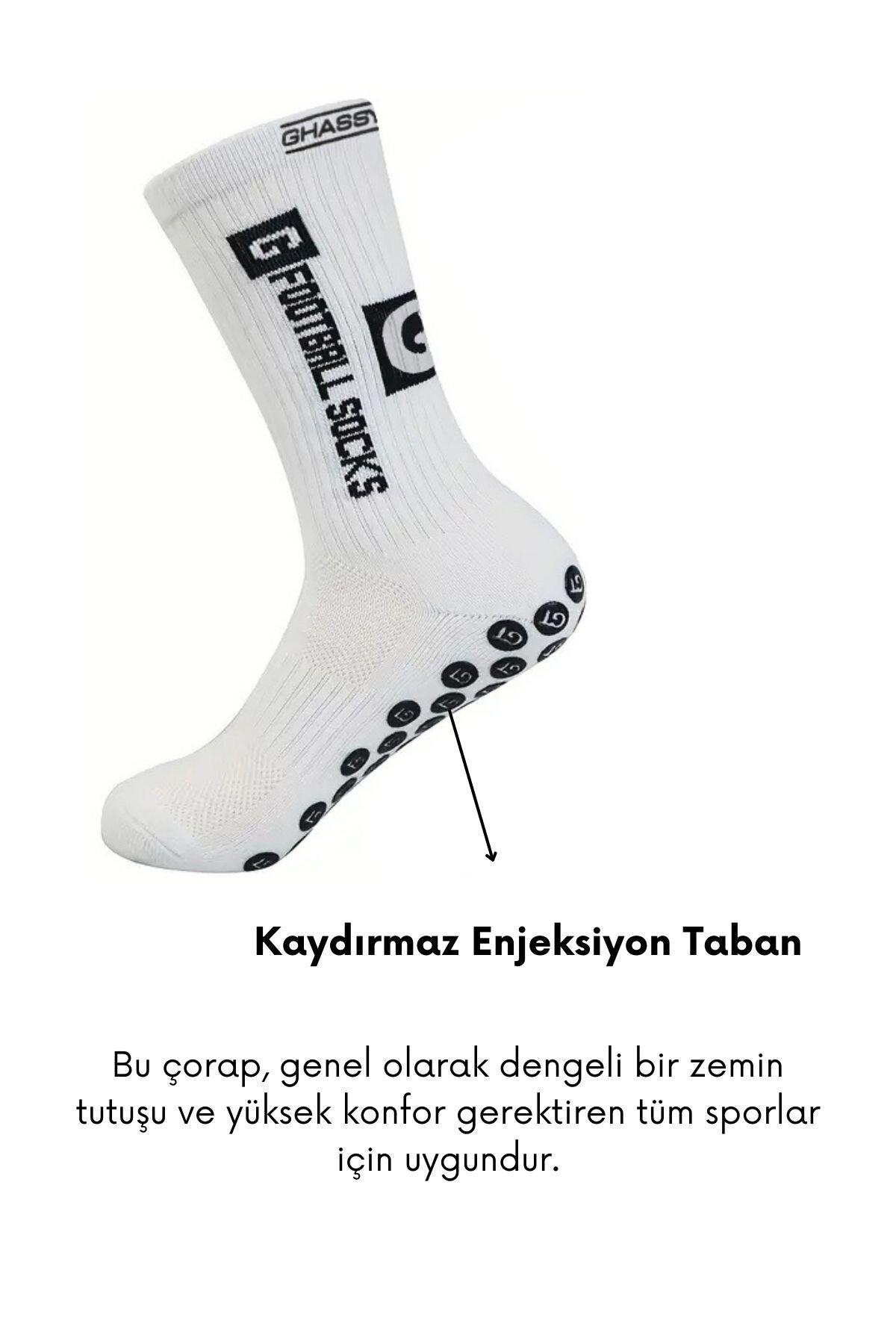 Ghassy Co. 10'lu Erkek Kaydırmaz Tabanlı Futbol Koşu Fitness Pamuklu Spor Çorabı görsel 2