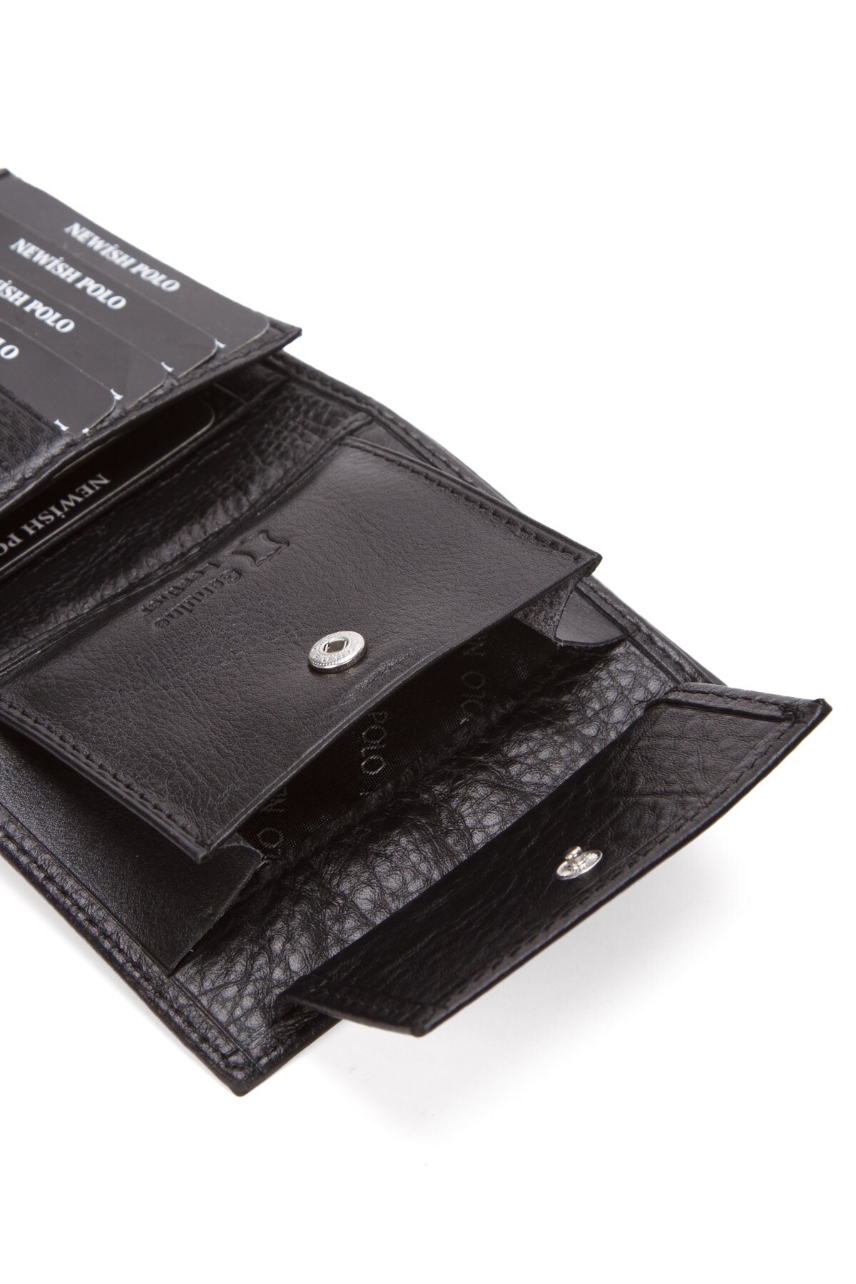 Newish Polo-Men's Genuine Leather Card Holder and Wallet - Black 3