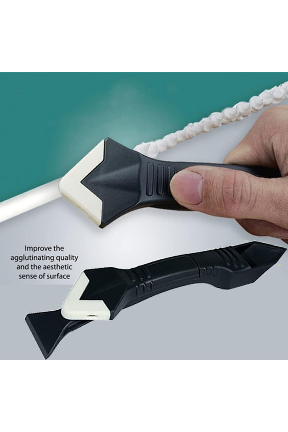 Generic-3-in-1 Silicone Caulking Tool Scraper and Sealant Remover with 5 Interchangeable Pads – 20cm 3