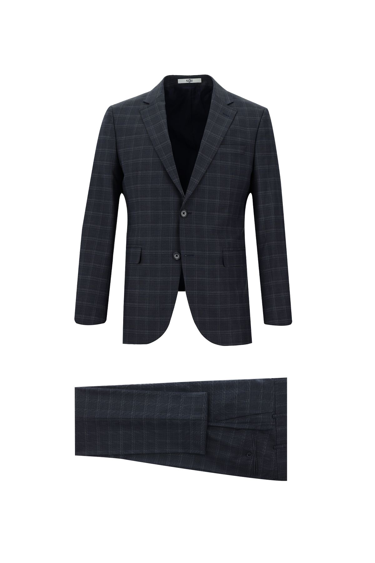 Kiğılı Slim Fit Dar Kesim Ekose Takım Elbise