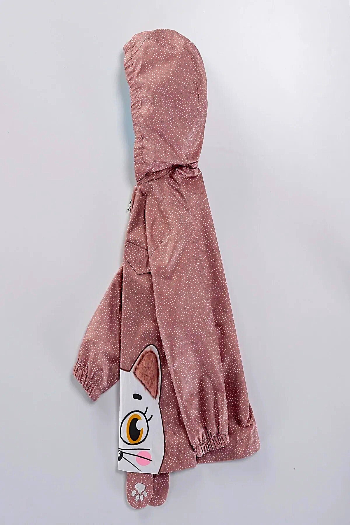 DeKuBaby Yeni Sezon Sevimli KEDİ Figürlü, Kapüşonlu, Pamuk Astarlı BebeK-Çocuk Yağmurluk-Mont fotoğrafı 2 (önizleme)