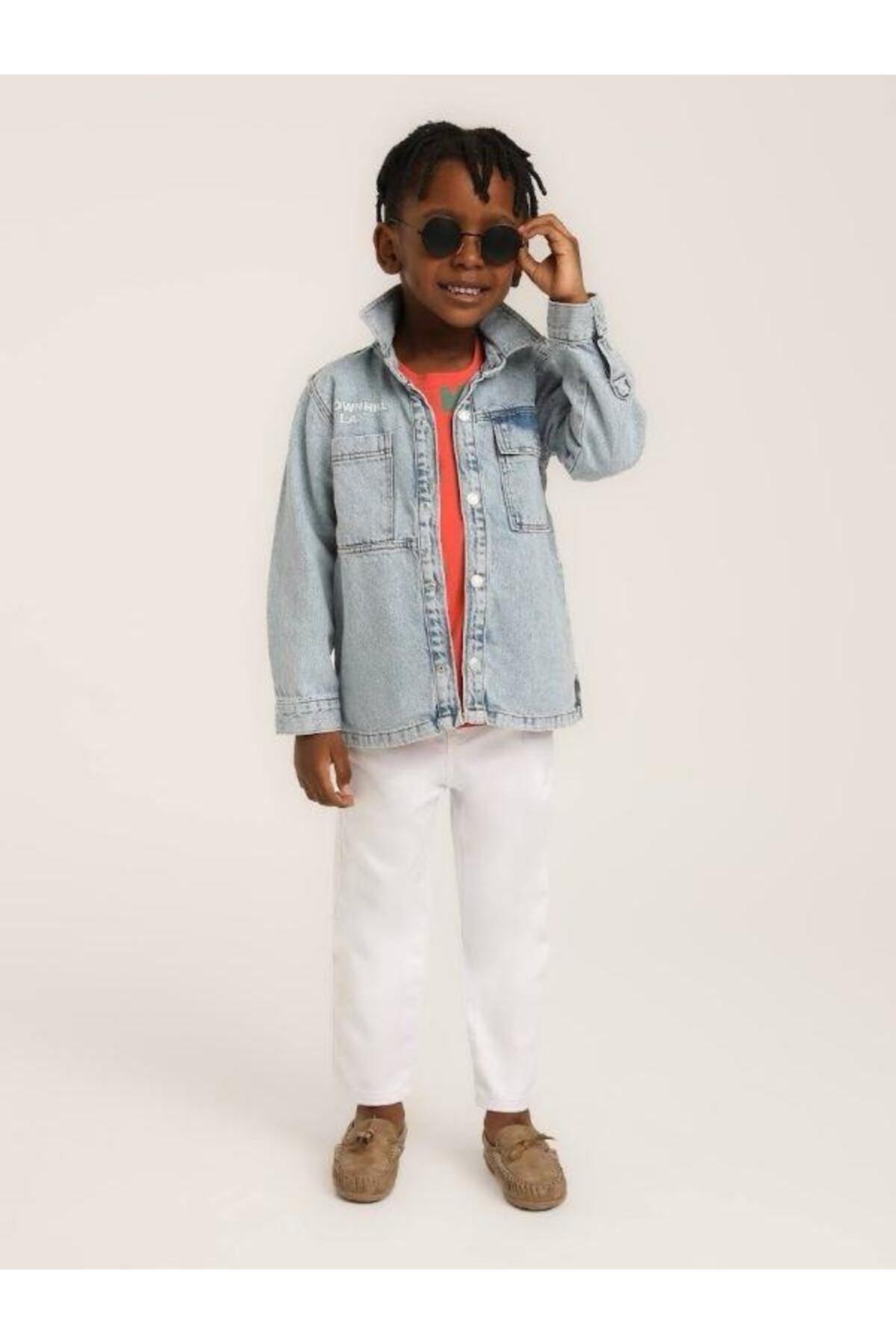 Zekids-Boy's Downhill Written Denim Jacket 2