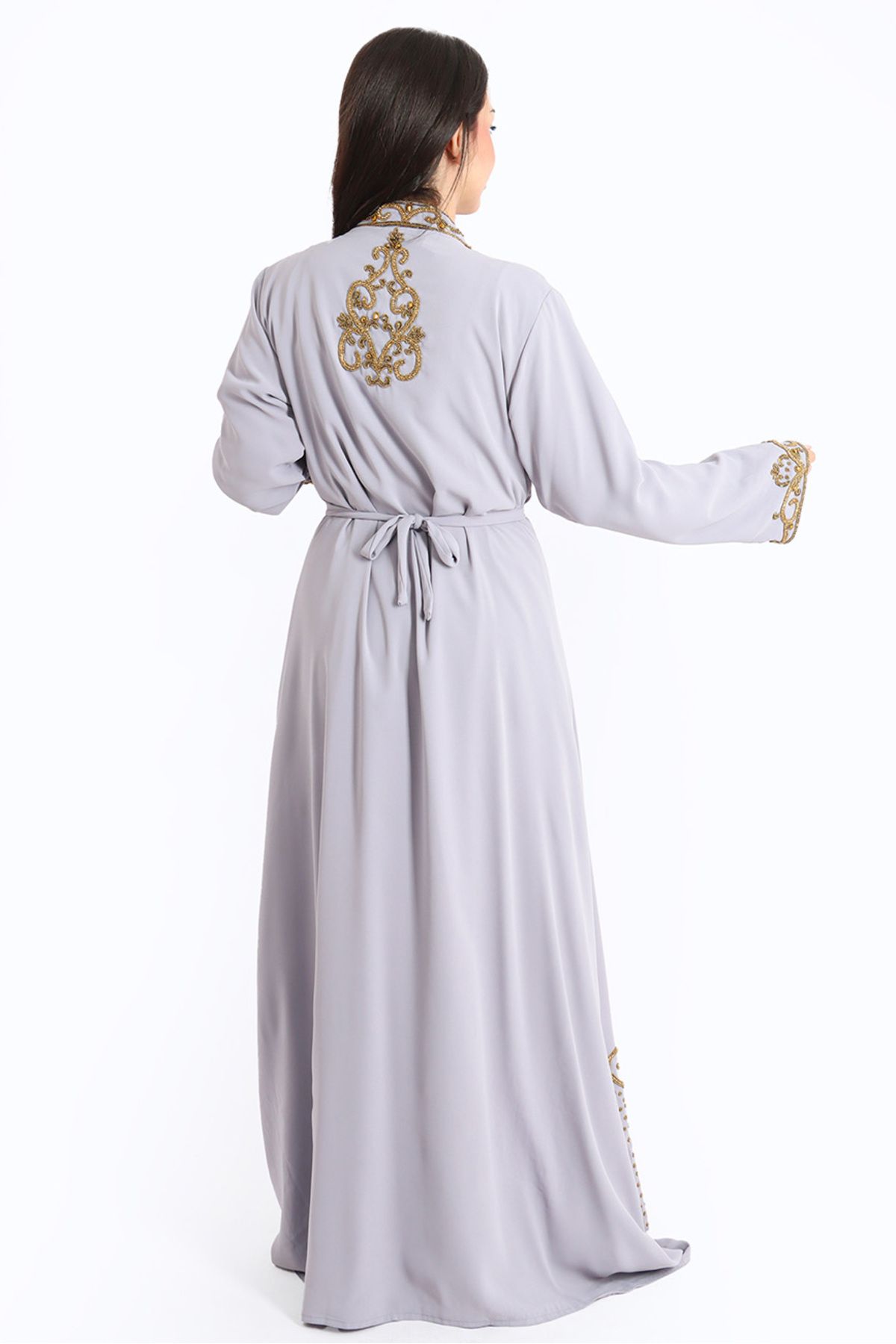 IKKXA-Sparkling Handwork Gray Kaftan IKW9978 4