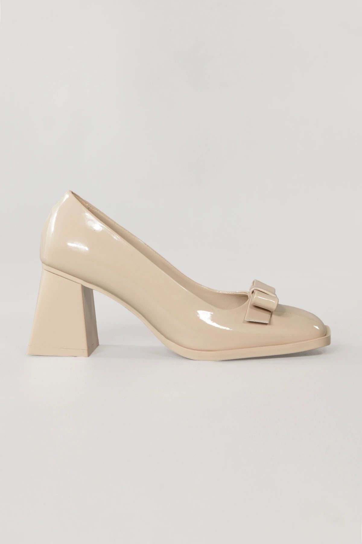 Lio Shoes Pantofi De Damă Cu Toc Bej - Talpă Tpu Cu Fundă Cu Vârf Pătrat Kbejrf100 Femeie - 40