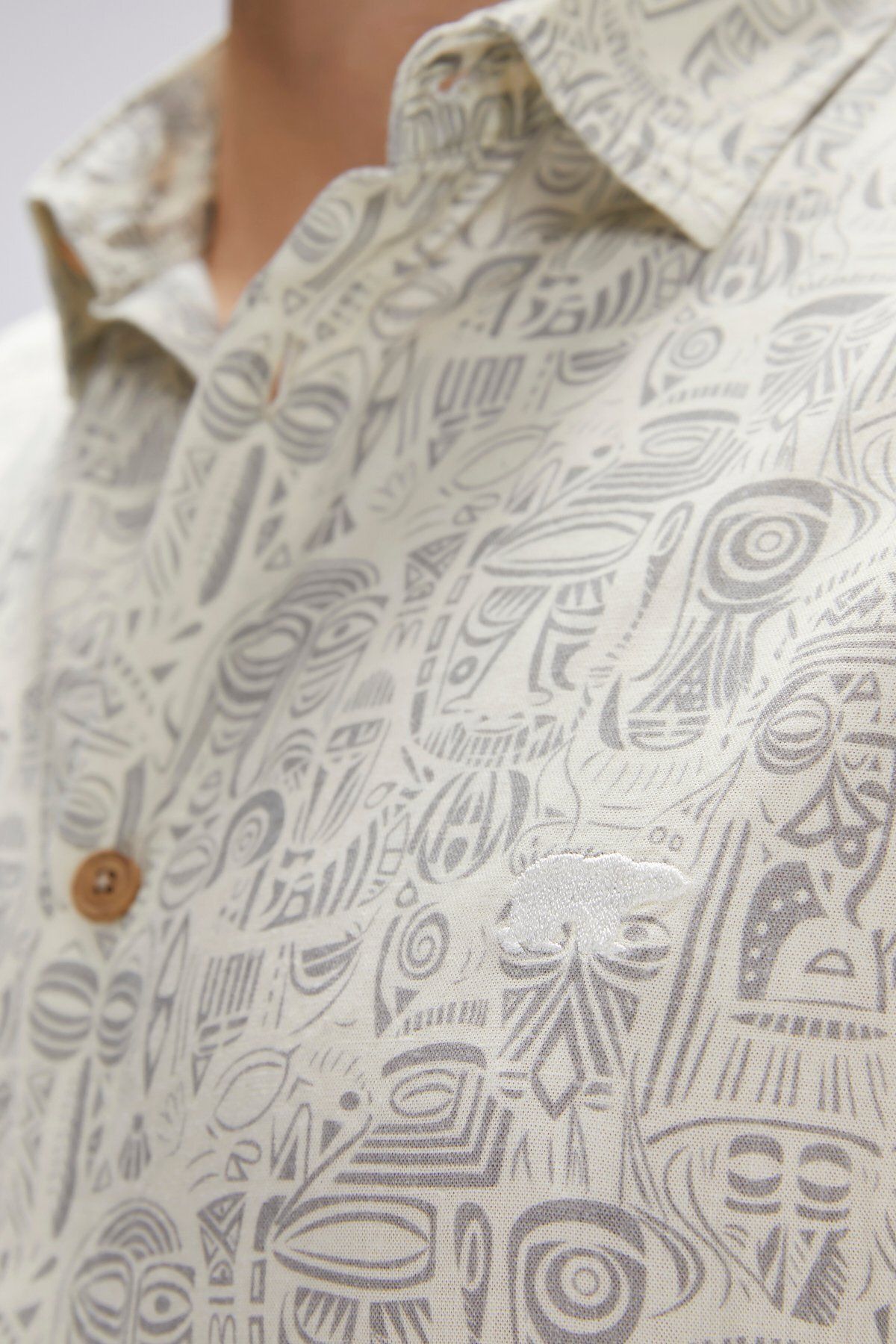 Bad Bear-Merle White Short Sleeve Printed Men's Shirt 4