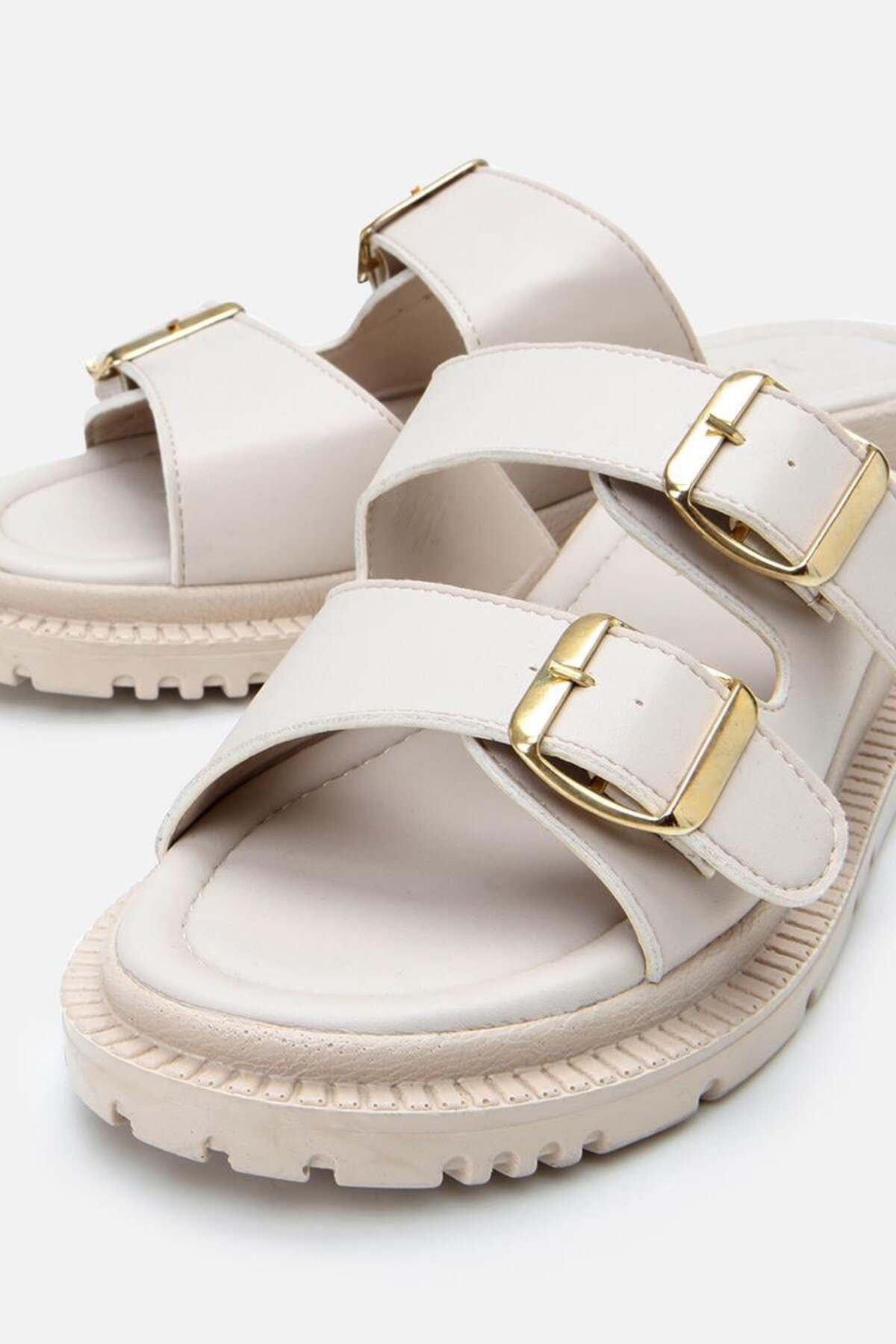 Yaya by Hotiç-Women's Beige Belted Flat Slippers 6