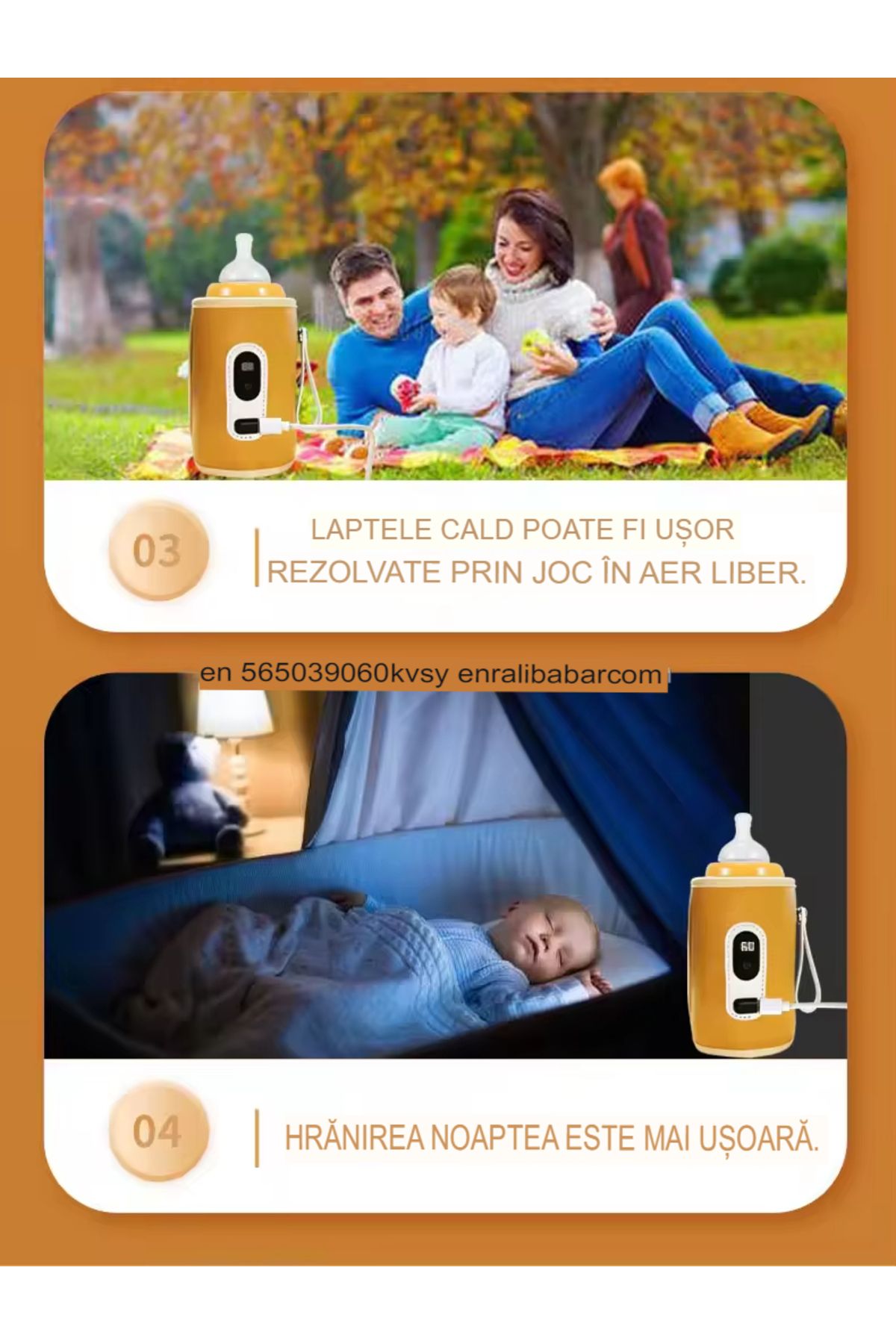 OEM-Arvada Baby Comfort portable bottle warmer, with USB charging, silicone handle 6