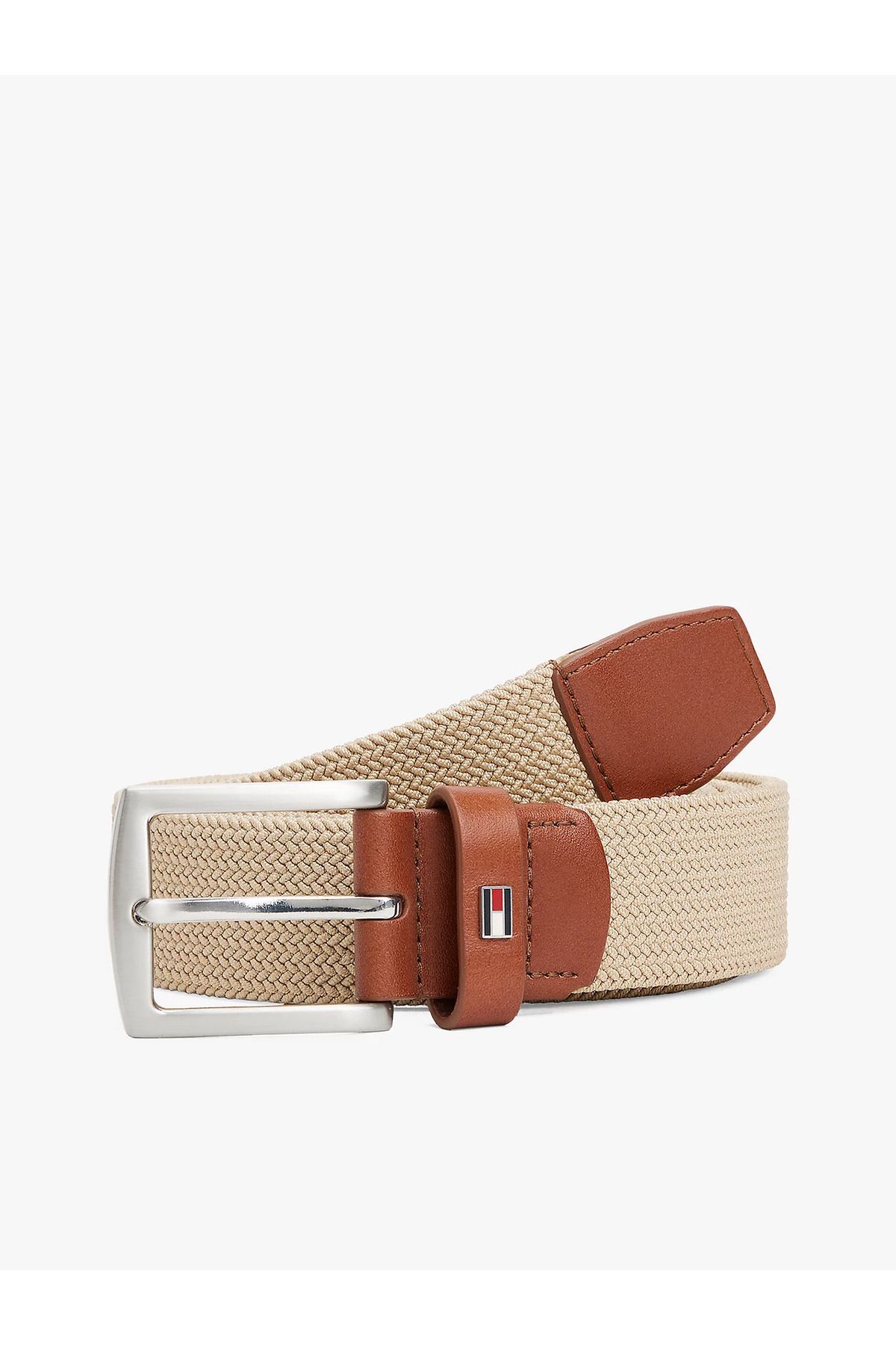 کمربند بژ طرح دار مردانه با سگک قابل تنظیم AM0AM13354-ACC Tommy Hilfiger