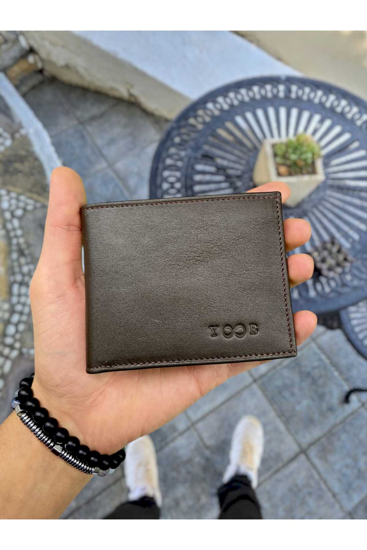 261 Genuine Leather Personalized Wallet Leather Bag BITTER BROWN Unisex Model