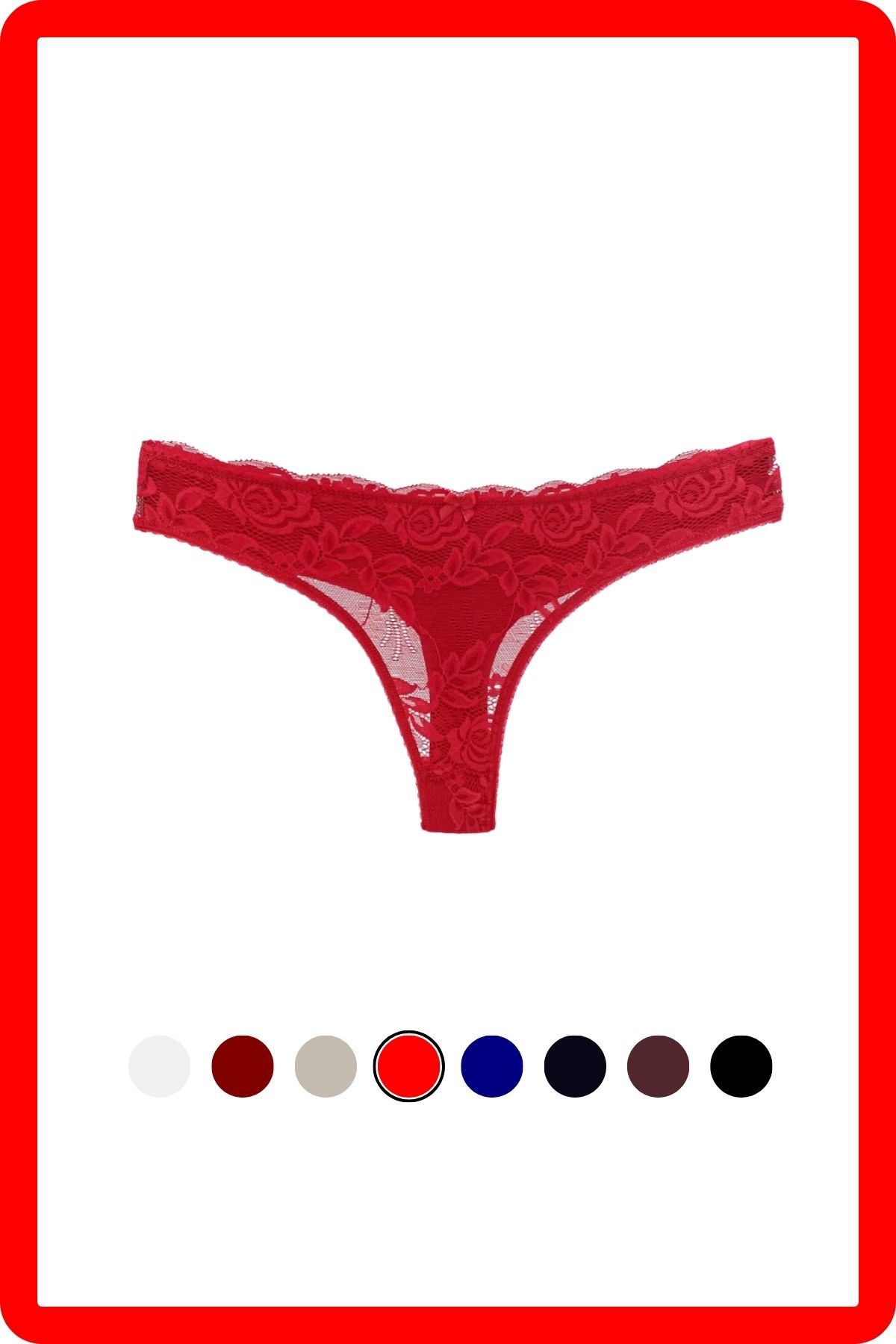 Masara Model Yarım Dantelli Esnek Ve Yumuşak Desenli String Model Külot Kırmızı Renk