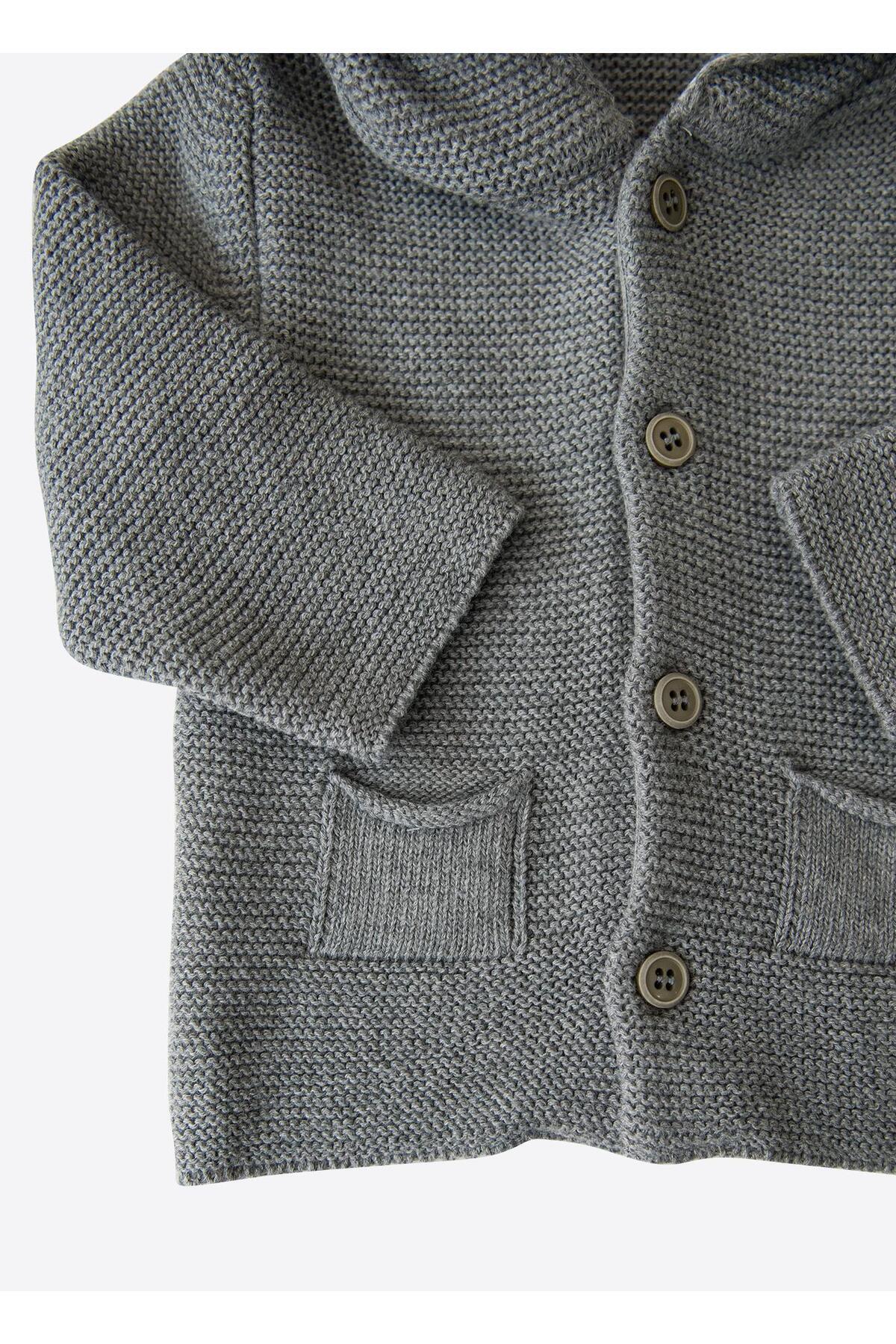 kitikate Organik Triko Tanton Hırka Koyu Gri Melanj fotoğrafı 3 (önizleme)