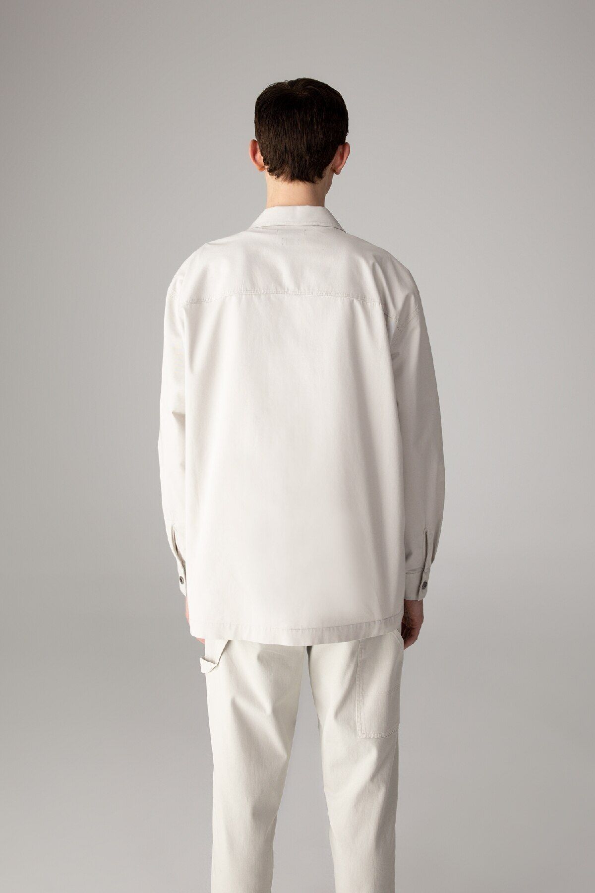 DeFacto-Übergroßer, weit geschnittener Polokragen-Twill-Langarmshirt-Mantel C2896ax24sp 4