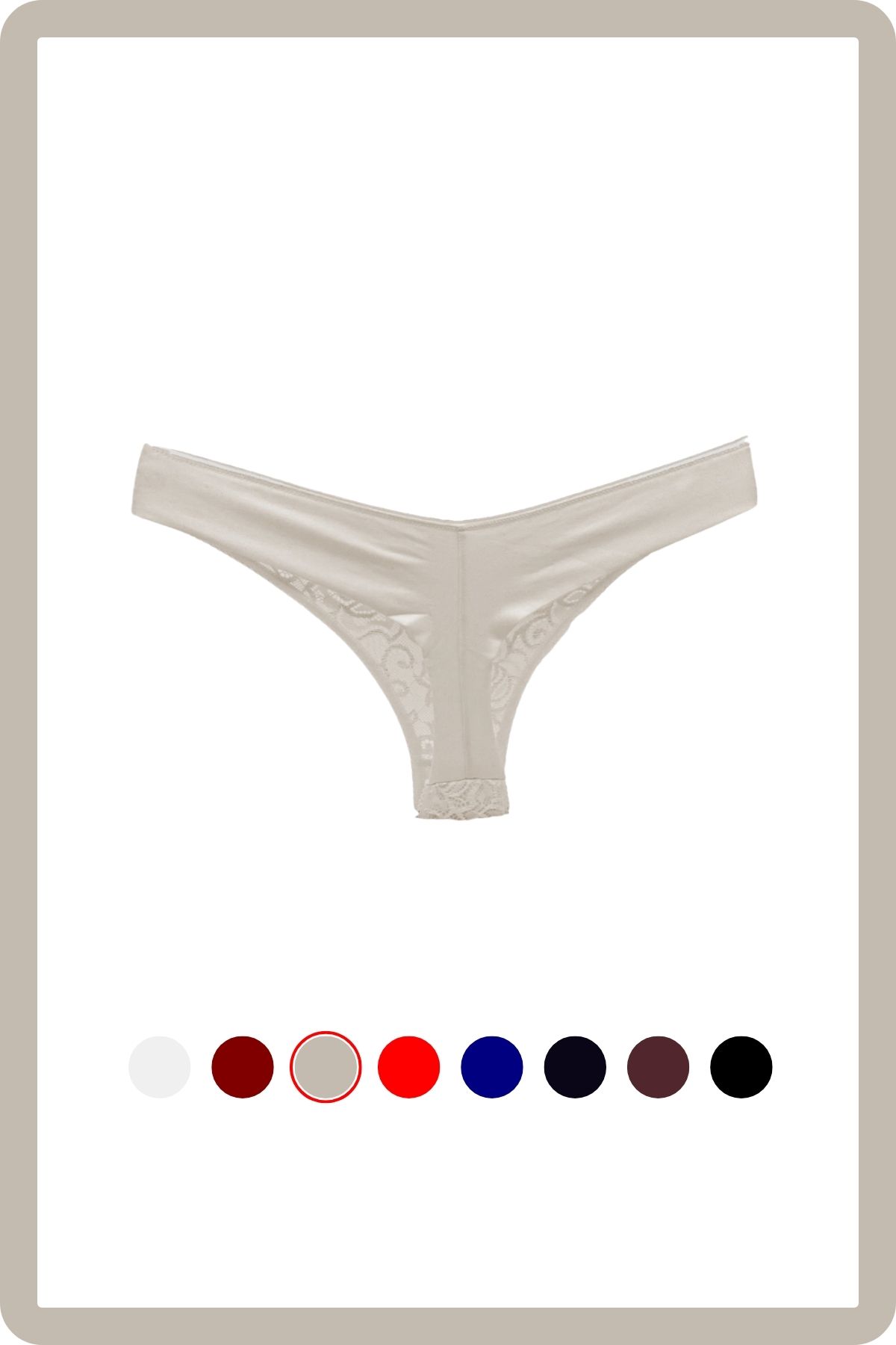 MİSTİRİK-Flexible and Soft Patterned Masara Model Half Lace String Panties - Ecru Color 2