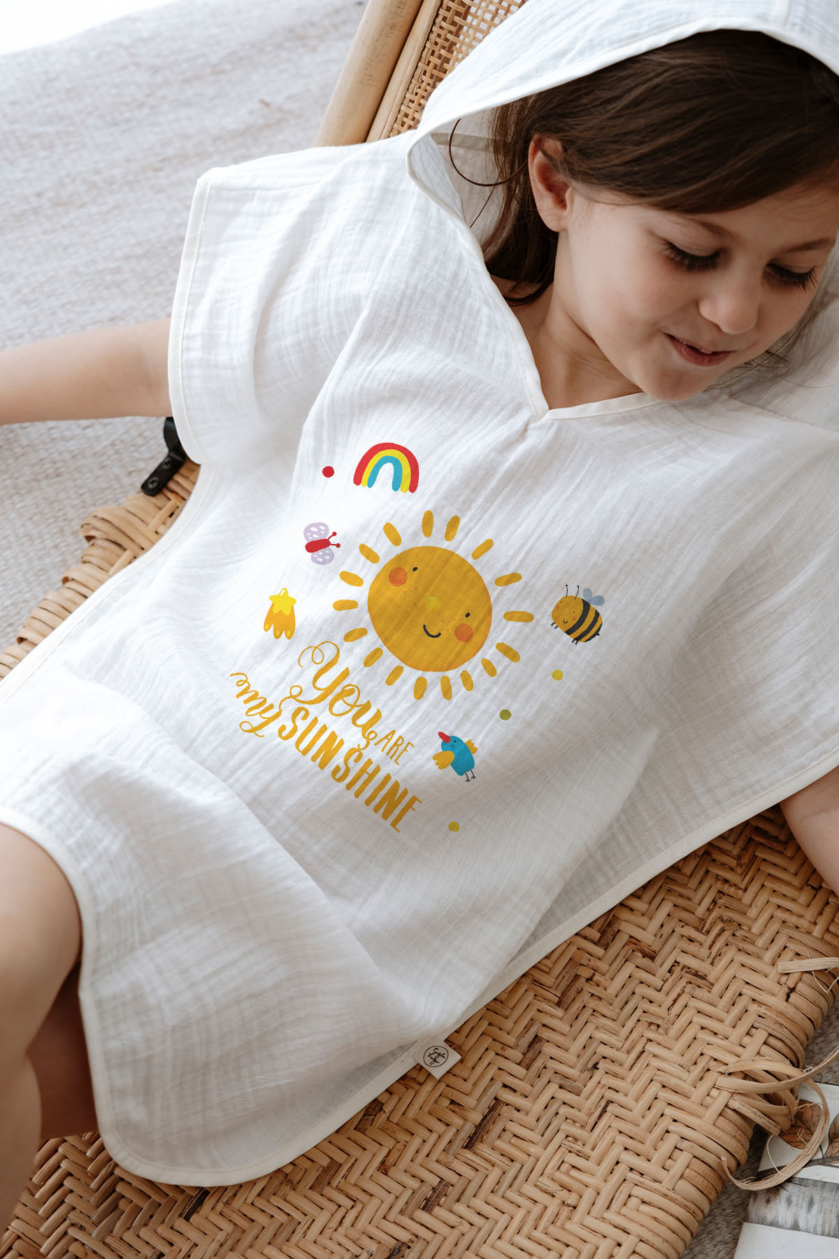 Tuğba Kuğu 4 Kat Müslin Panço - For Baby Serisi - Gülen Pastel Güneş fotoğrafı 2 (önizleme)