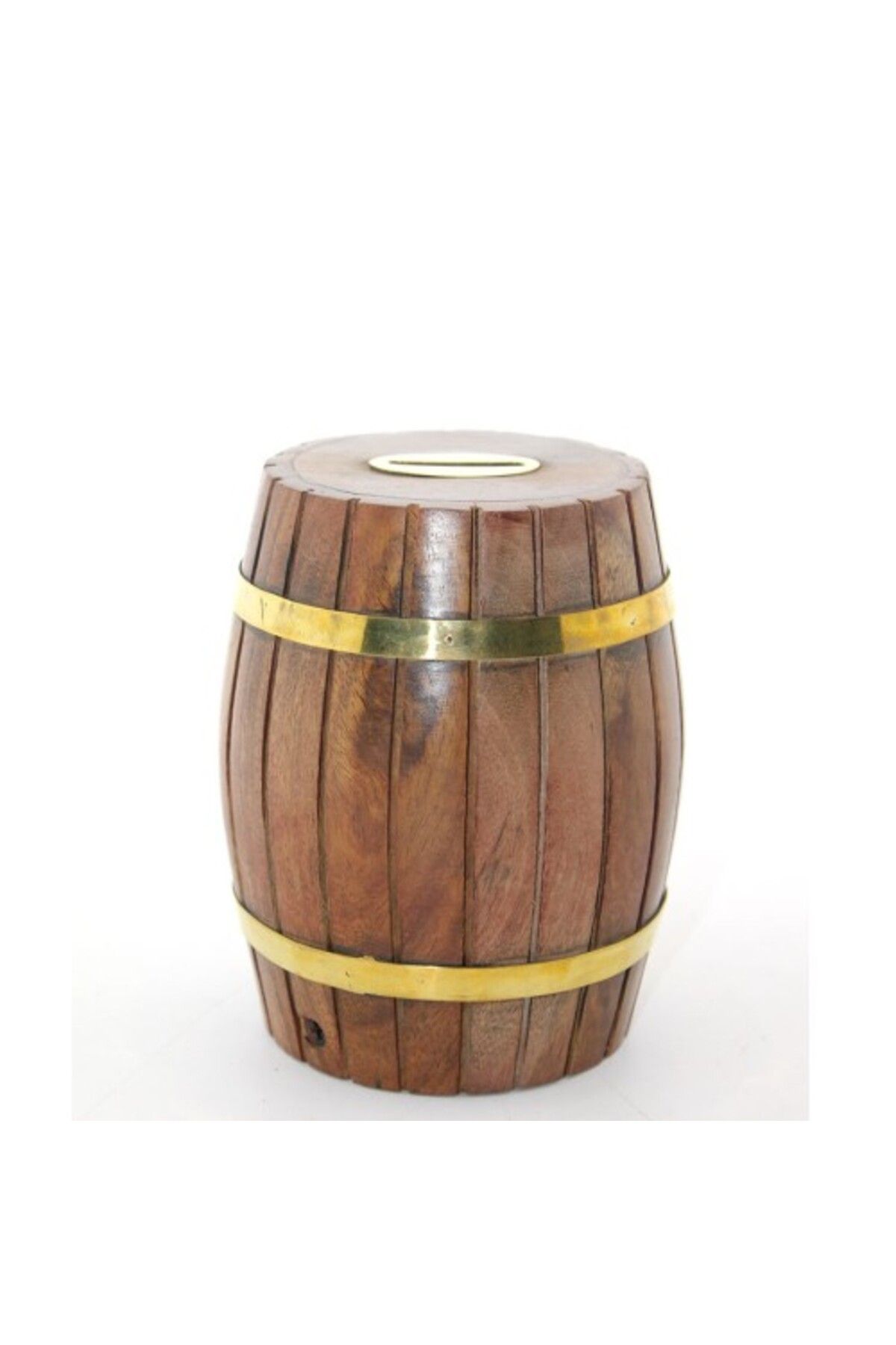 BORATİC Pirinç Ahşap Fıçı Kumbara 12.5 Cm