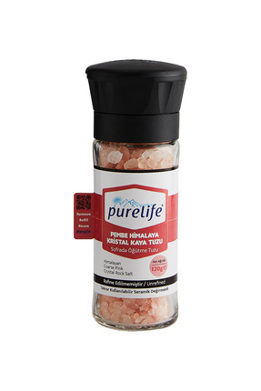 PureLife Himalaya Tuzu Seramik Değirmenli Cam 120g - Pembe Granül | Rafine Ed...