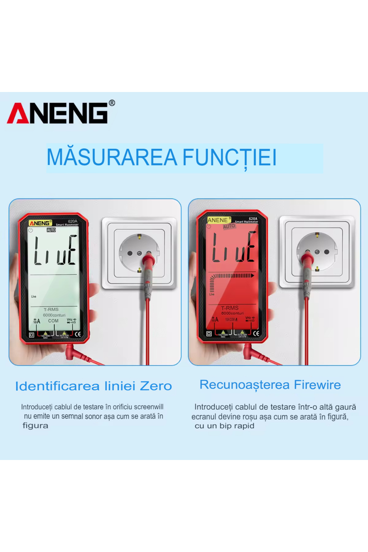 ANENG-Aneng 620A True RMS Digital Multimeter, Display, Frequency Test, NCV, 4.77 inch Screen, Temp Sensors 8