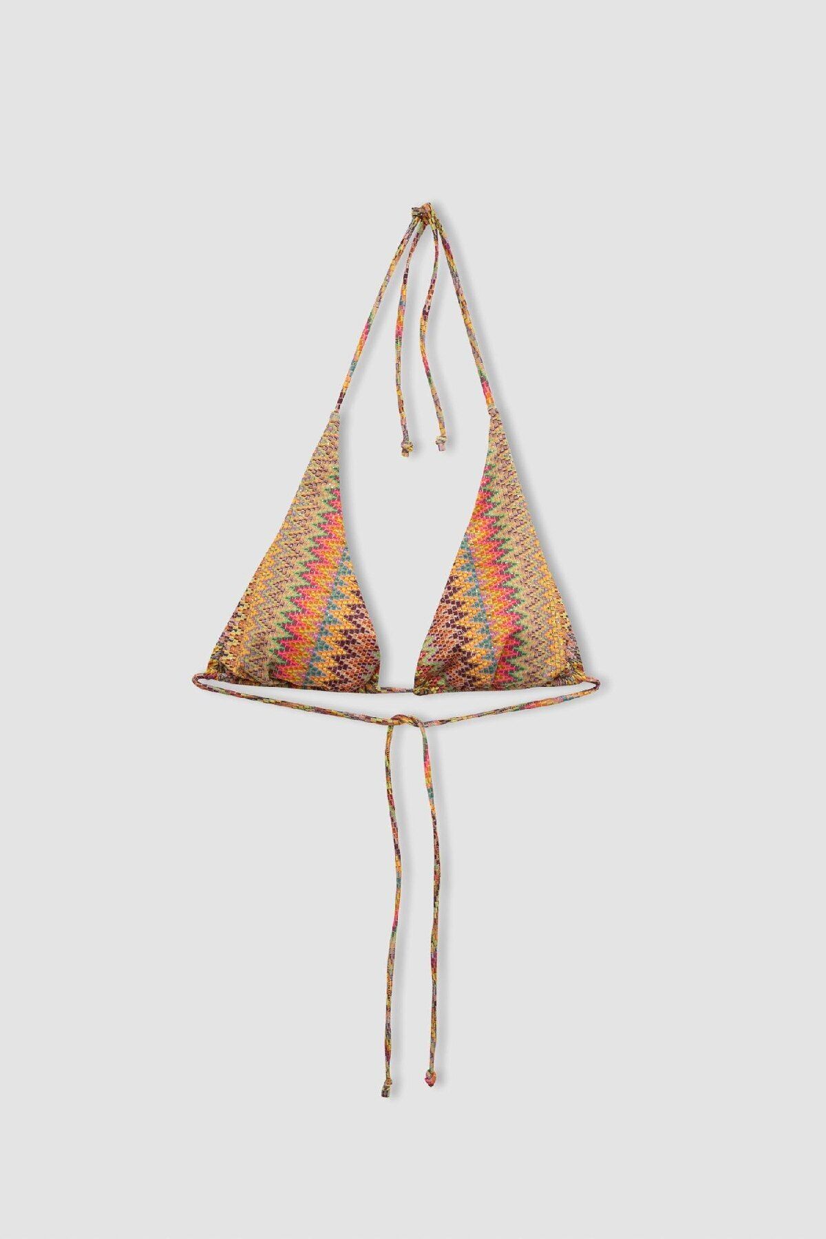 DeFacto-DeFacto x Ayje Patterned Halter Triangle Bikini Top - C6155AX24HS 4