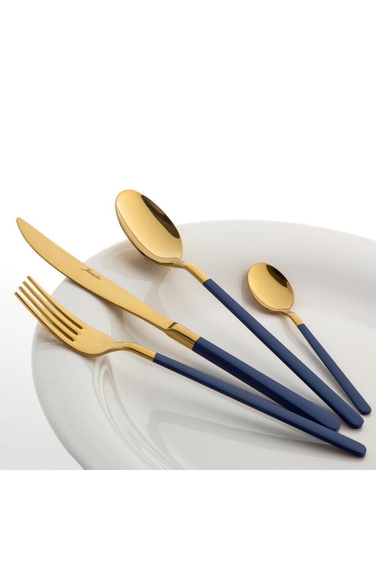 Jumbo-24 Piece Titanium Gold and Paint Blue Sweet Set 3
