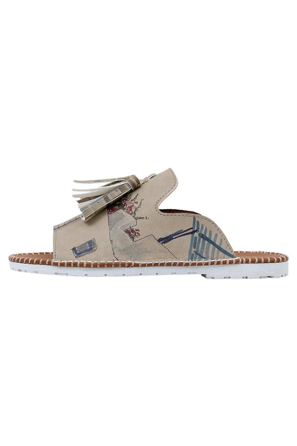 Dogo-Women's Vegan Leather Multicolor Slippers - Paperflowers Design 3